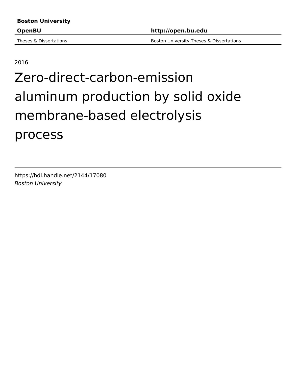 First page of Zero Direct Carbon Emission Aluminum Pro
