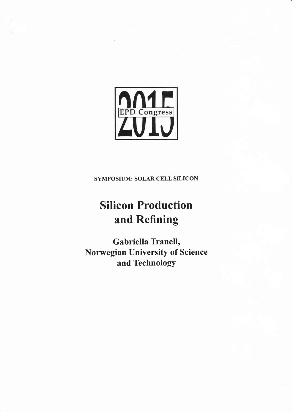 First page of Preparation of Solar Grade Silicon Precu