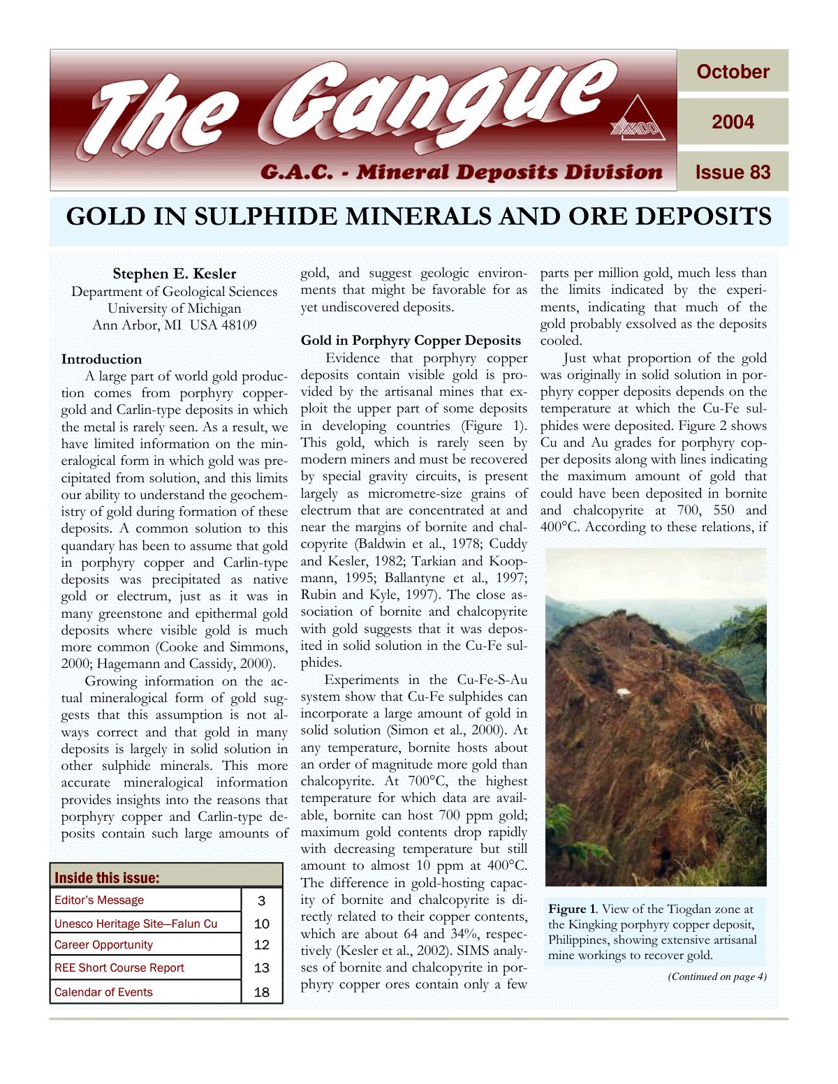 First page of Gold in Porphyry Copper Deposits