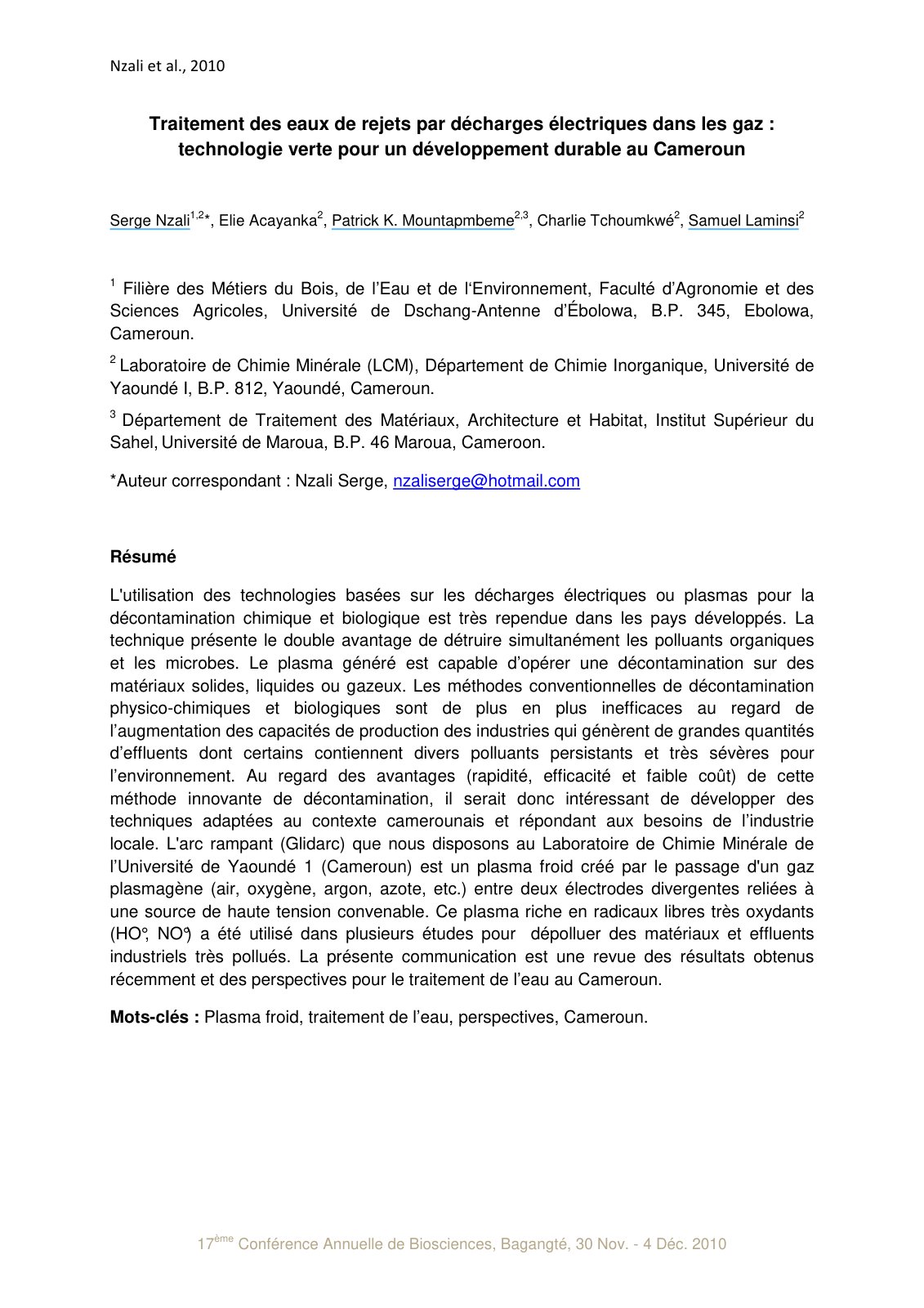 First page of Traitement des eaux de rejets par dechar