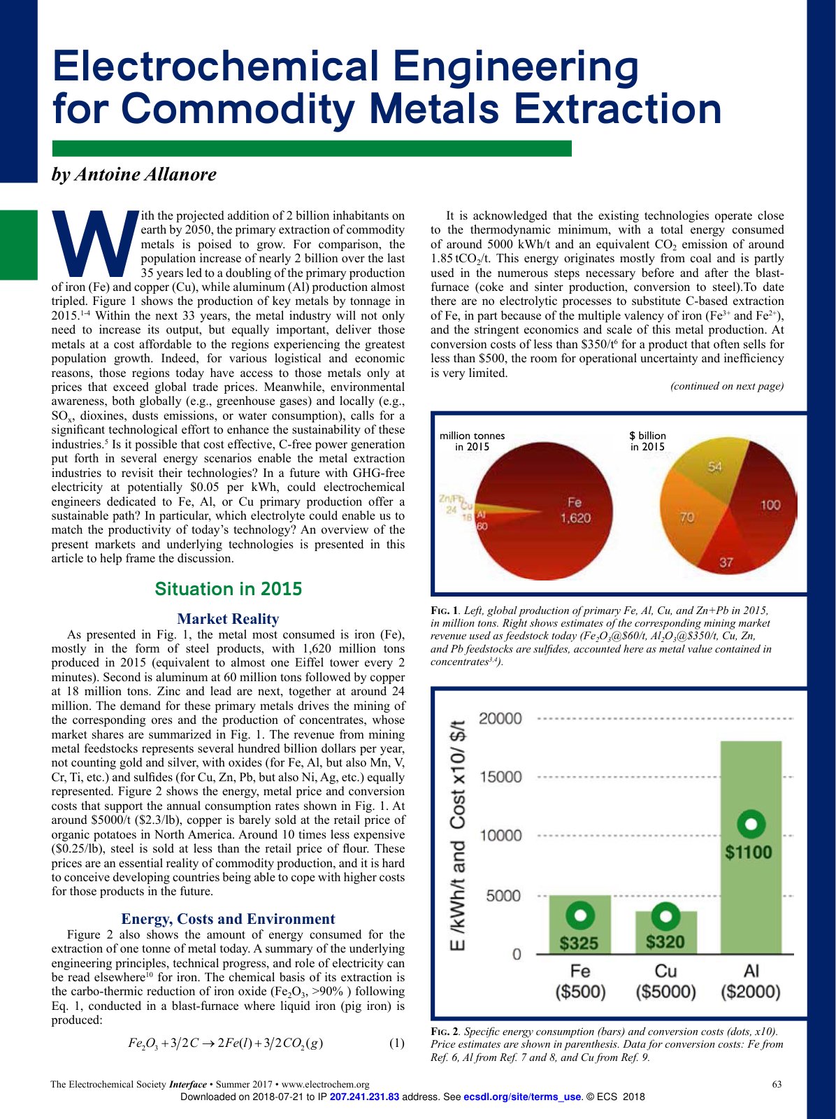 First page of Electrochemical Engineering for Commodit