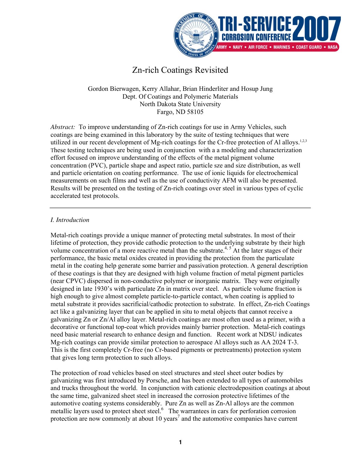 First page of Zn-rich Coatings Revisited