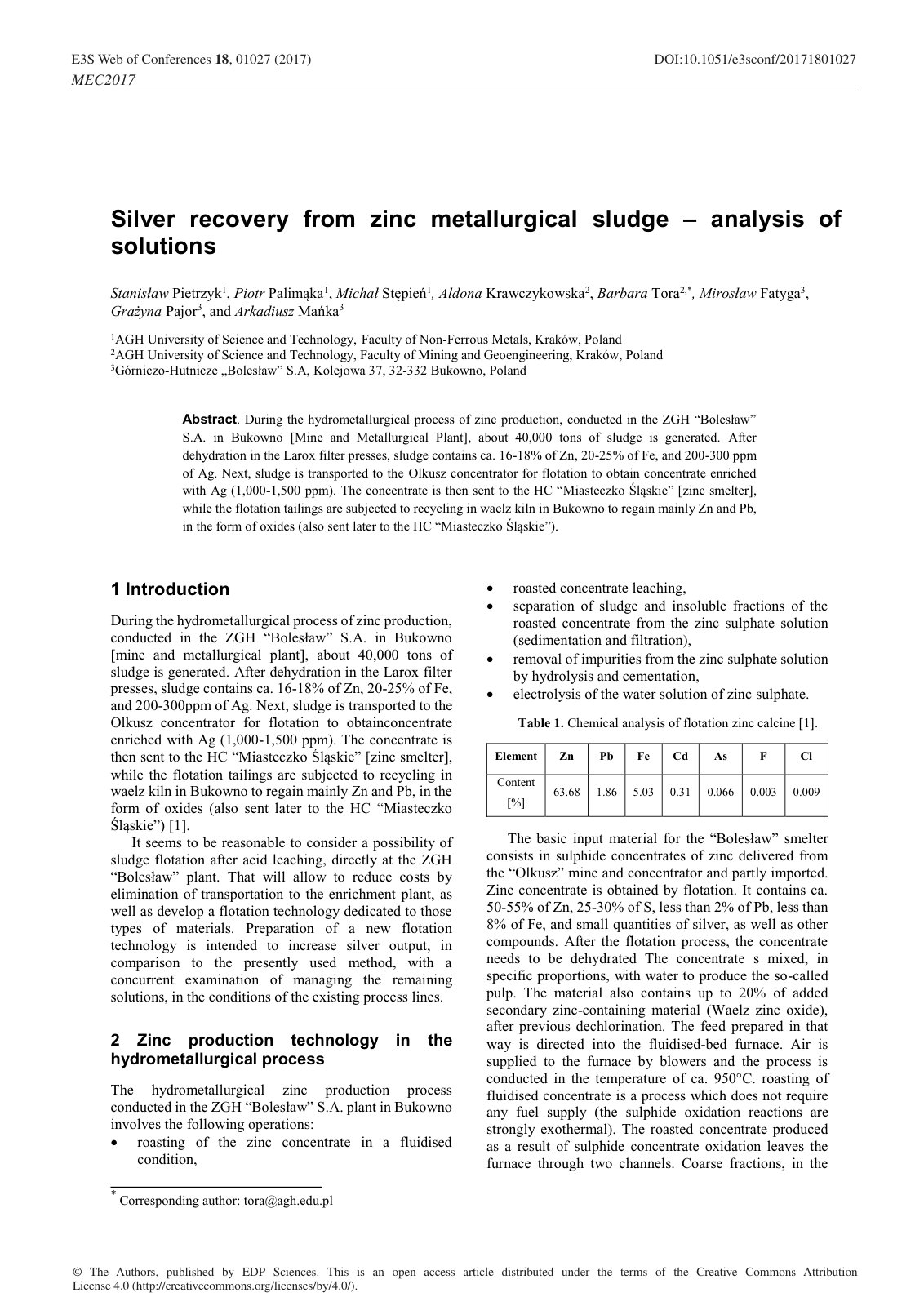First page of Silver recovery from zinc metallurgical