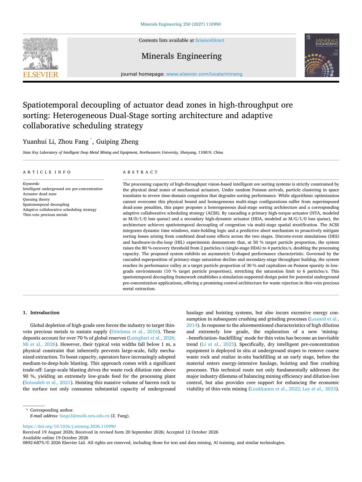 First page of Spatiotemporal decoupling of actuator dead zones in high throug 2027 Mineral