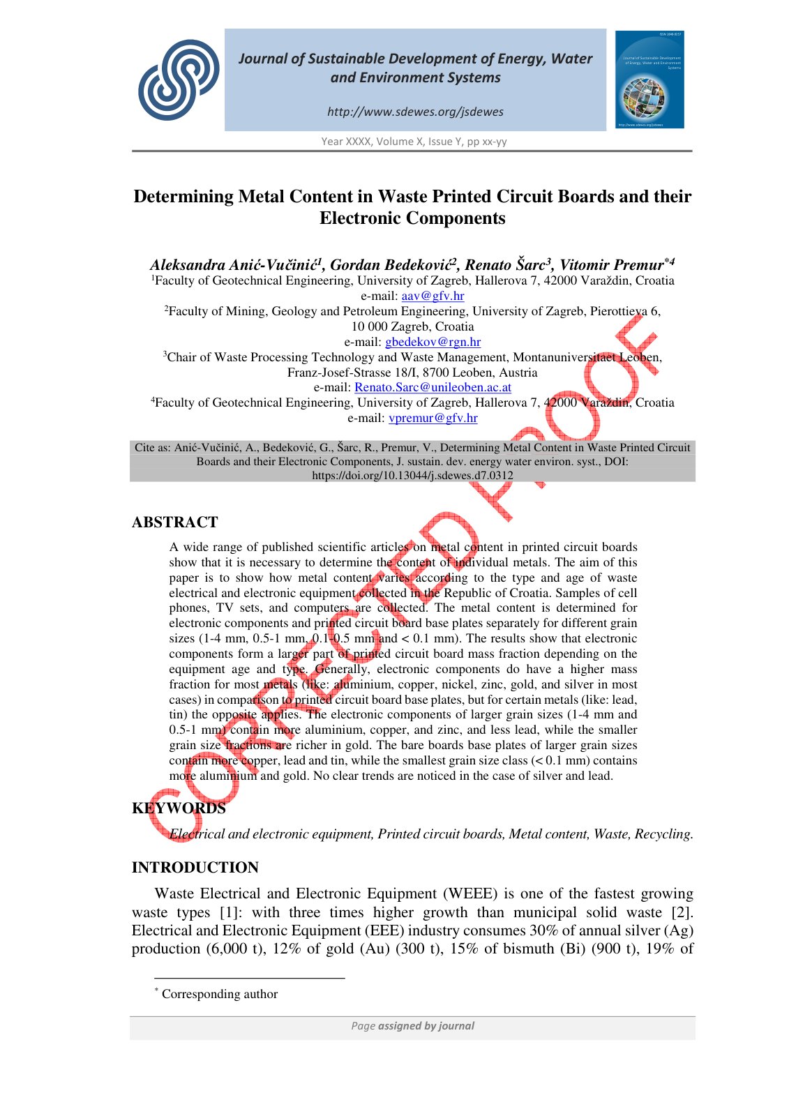 First page of Determining Metal Content in Waste Print