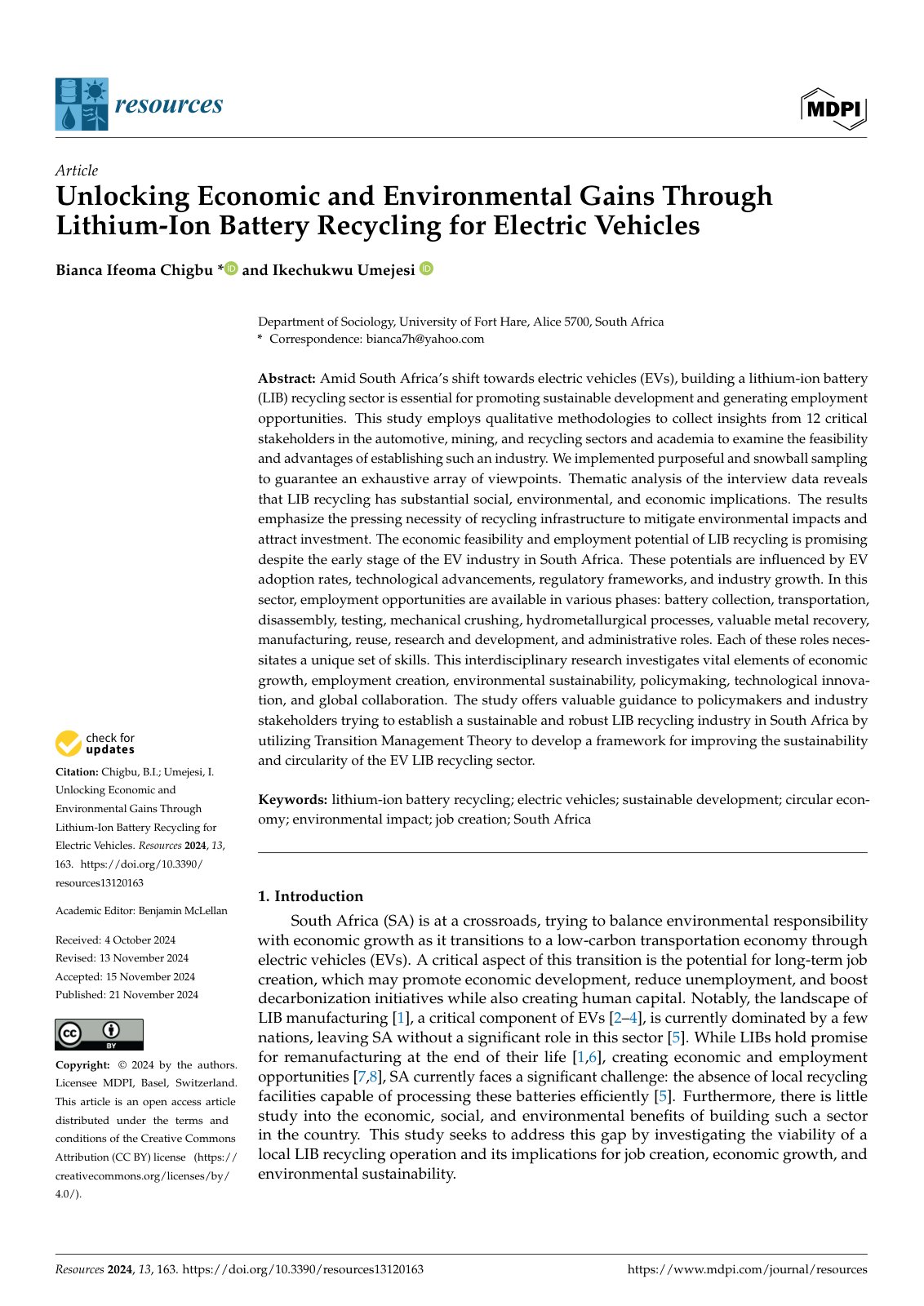 First page of Unlocking Economic and Environmental Gai