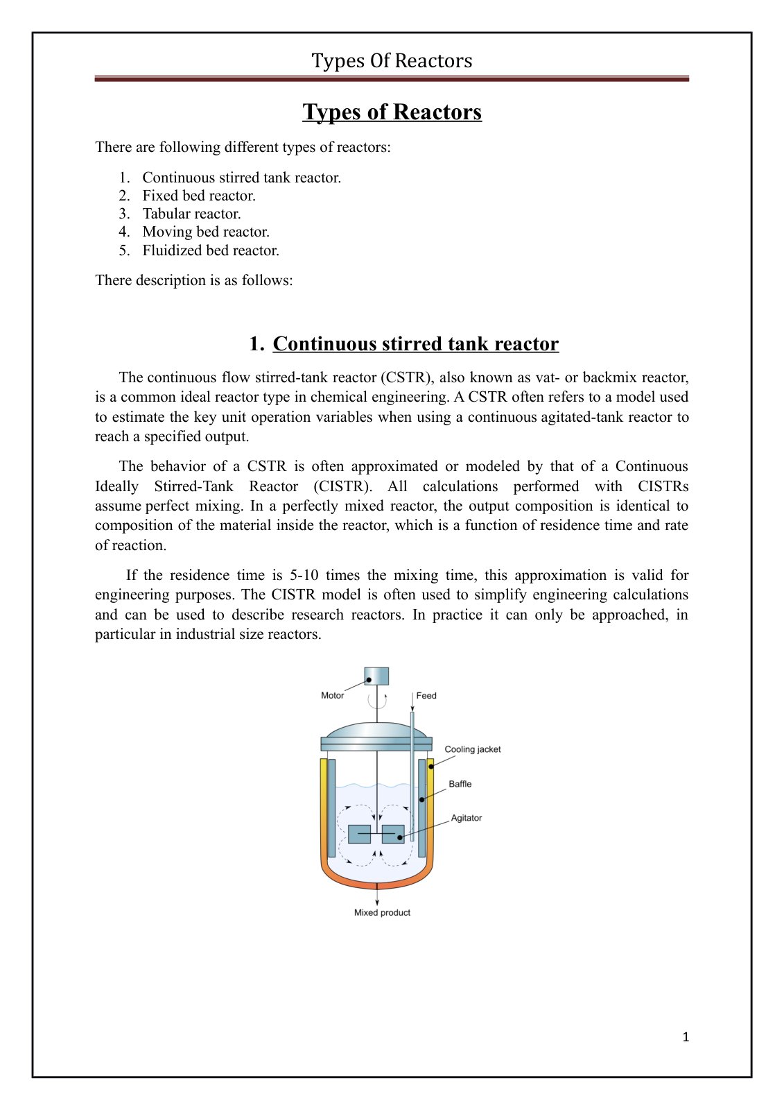 First page of 355495567 Types of Reactors