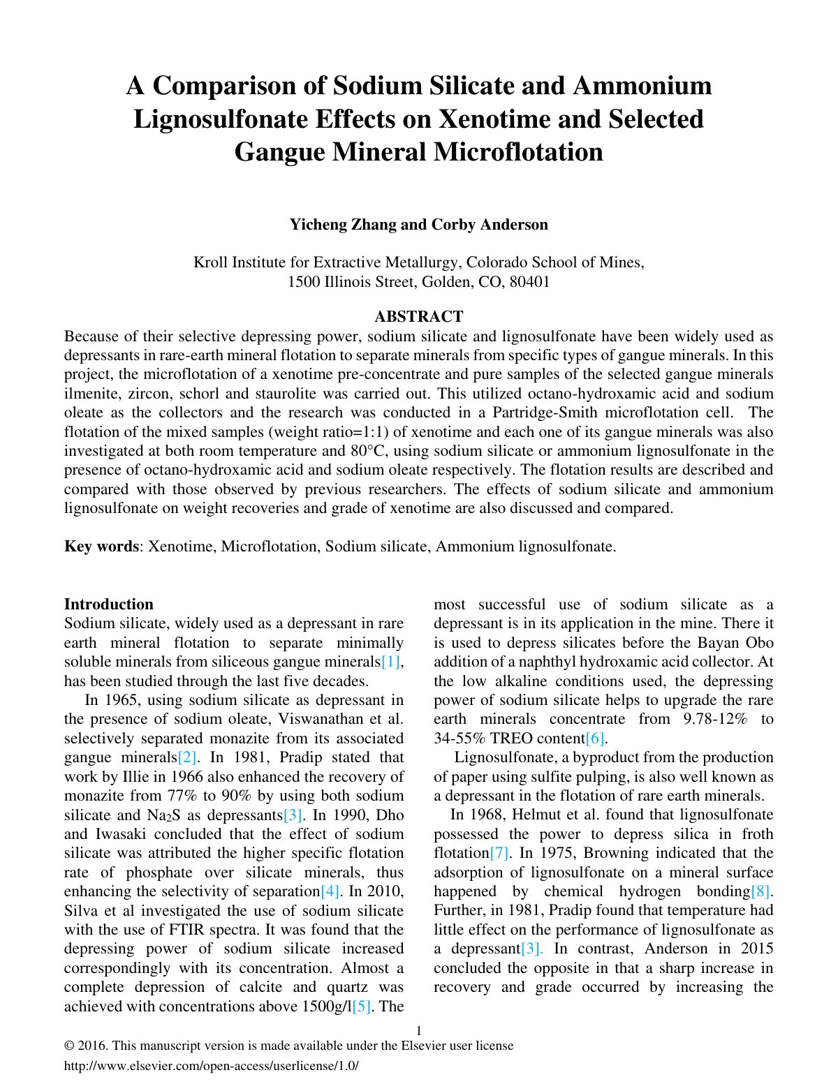 First page of A comparison of sodium silicate and ammo