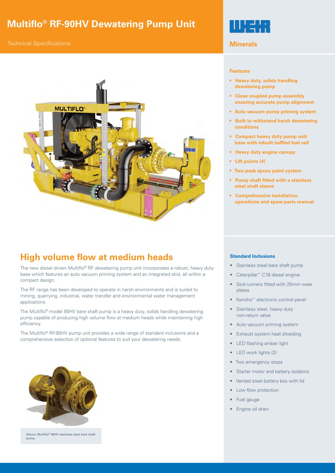 First page of AU0883 Multiflo RF 90HV Spec Sheet PREVIEW
