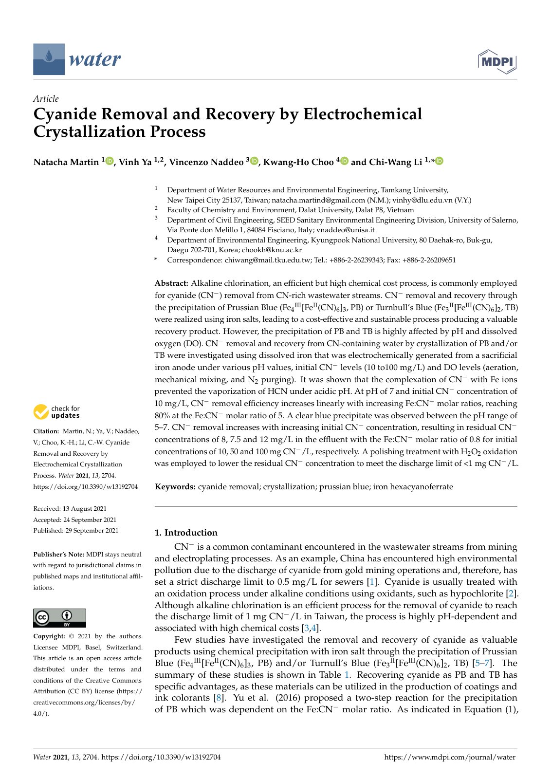 First page of Cyanide Removal and Recovery by Electroc