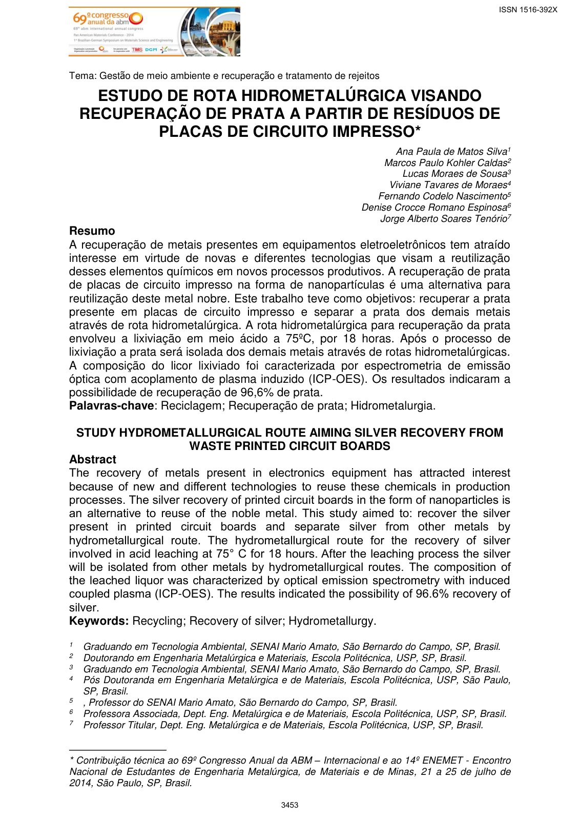 First page of Estudo De Rota Hidrometalurgica Visando (1)