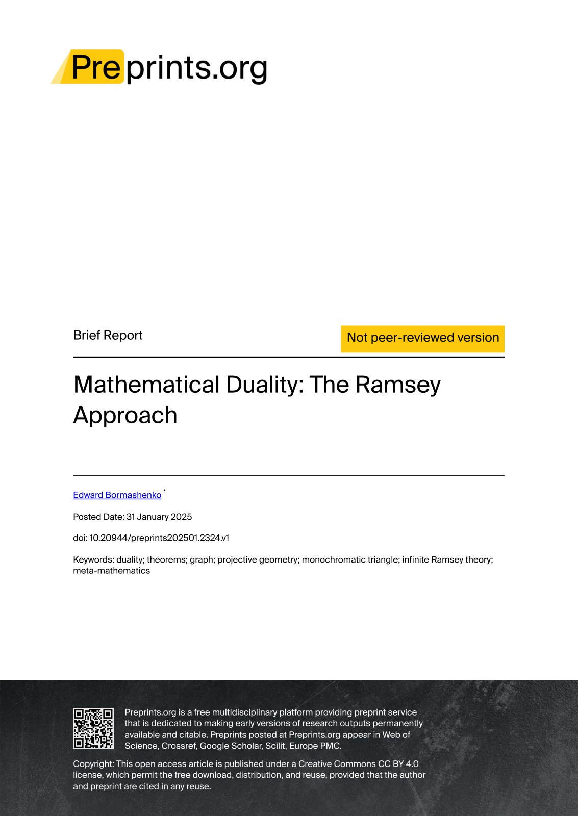 First page of Mathematical Duality The Ramsey Approach