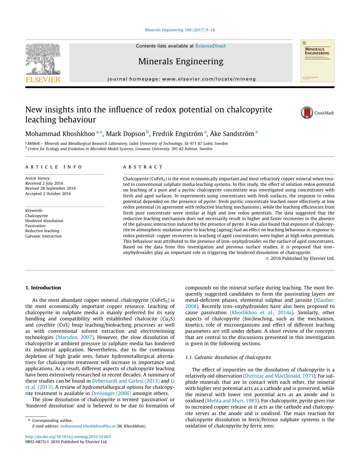 First page of New insights into the influence of redox