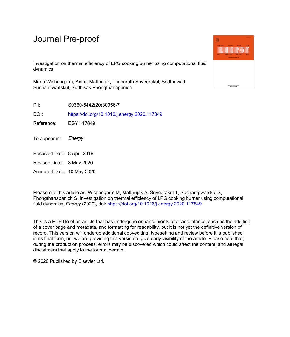 First page of Investigation on thermal efficiency of L