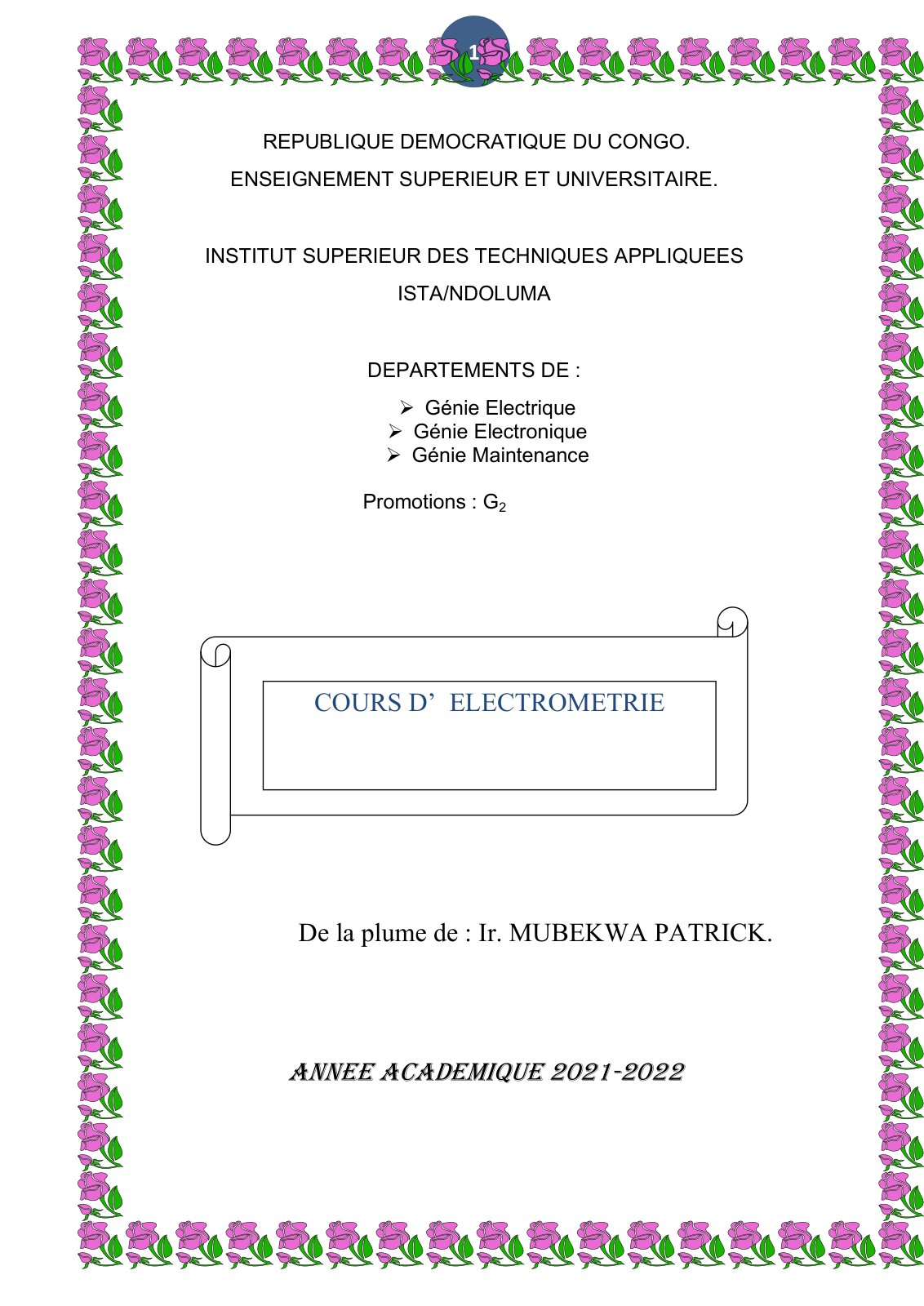 First page of ELECTROMETRIE 2022