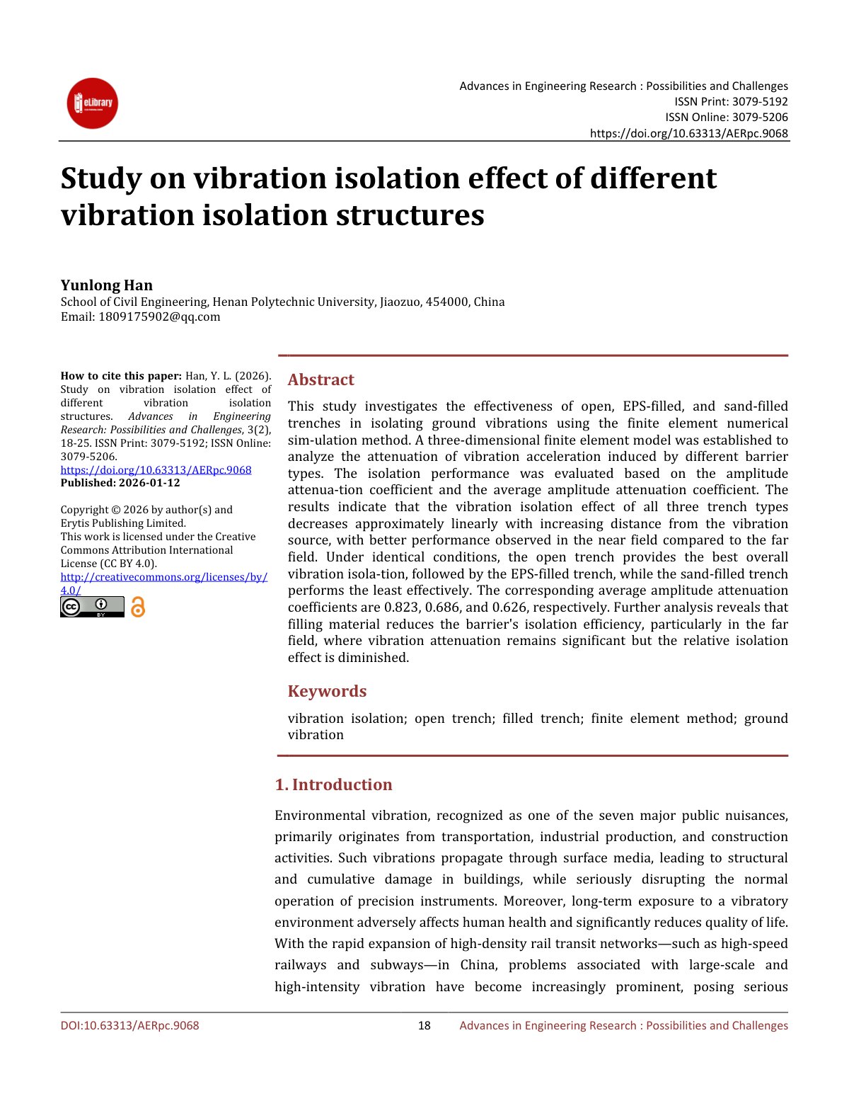 First page of Study on vibration isolation effect of different v
