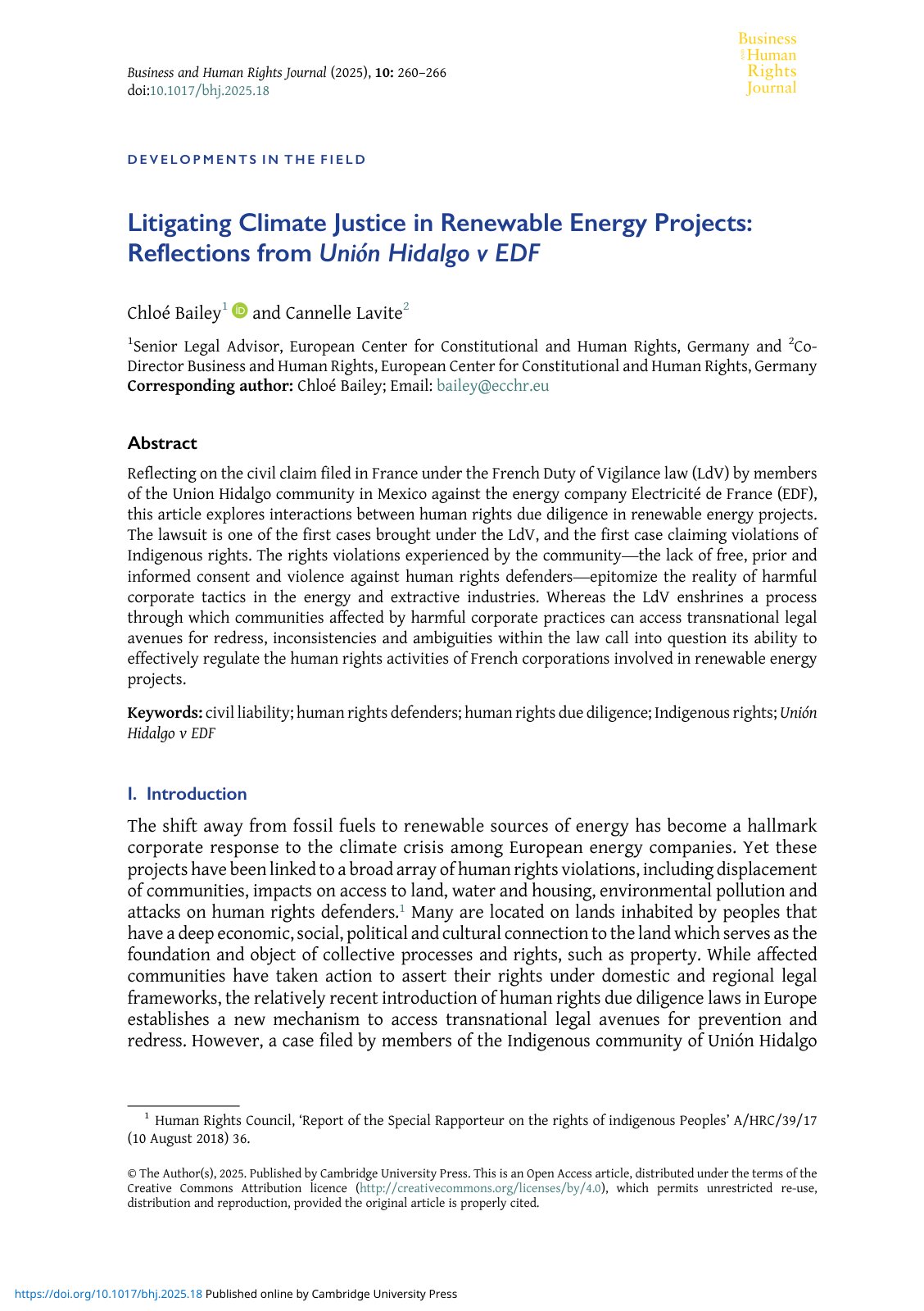 First page of Litigating Climate Justice in Renewable Energy Pro