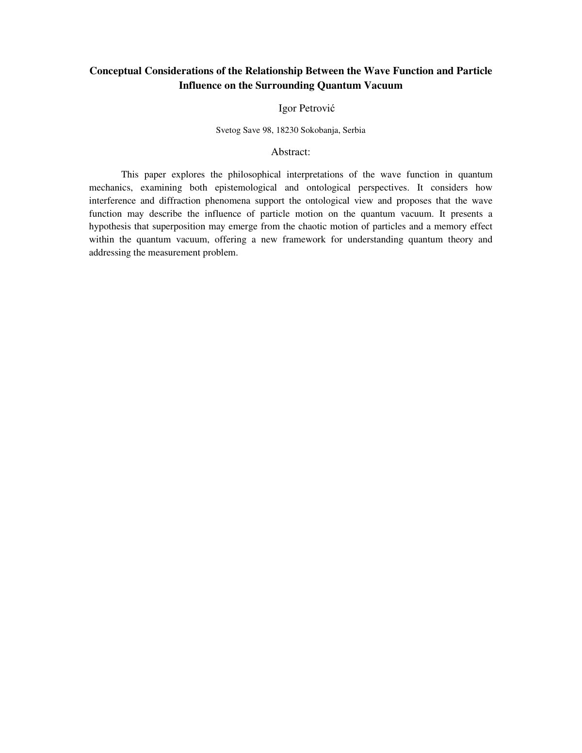 First page of Conceptual Considerations of the Relatio