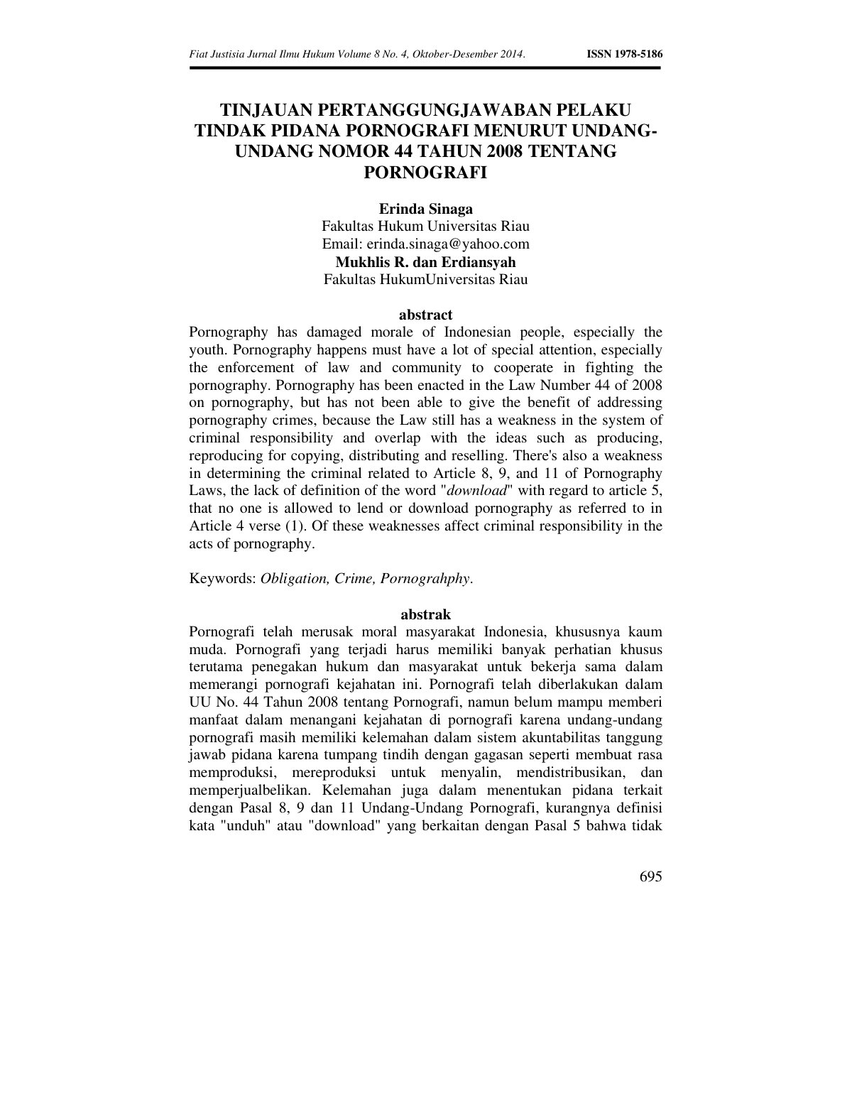 First page of Tinjauan Pertanggungjawaban Pelaku Tinda
