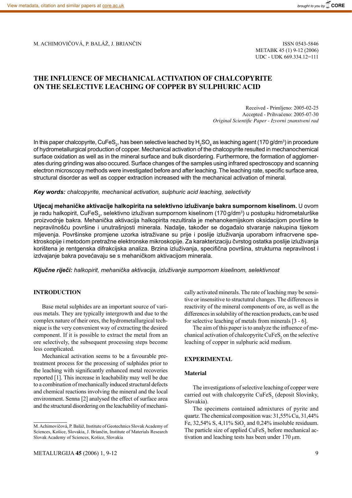 First page of The influence of mechanical activation o