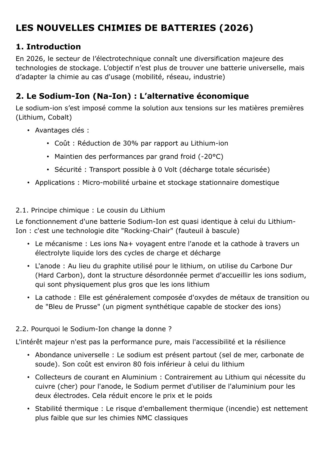 First page of LES NOUVELLES CHIMIES DE BATTERIES