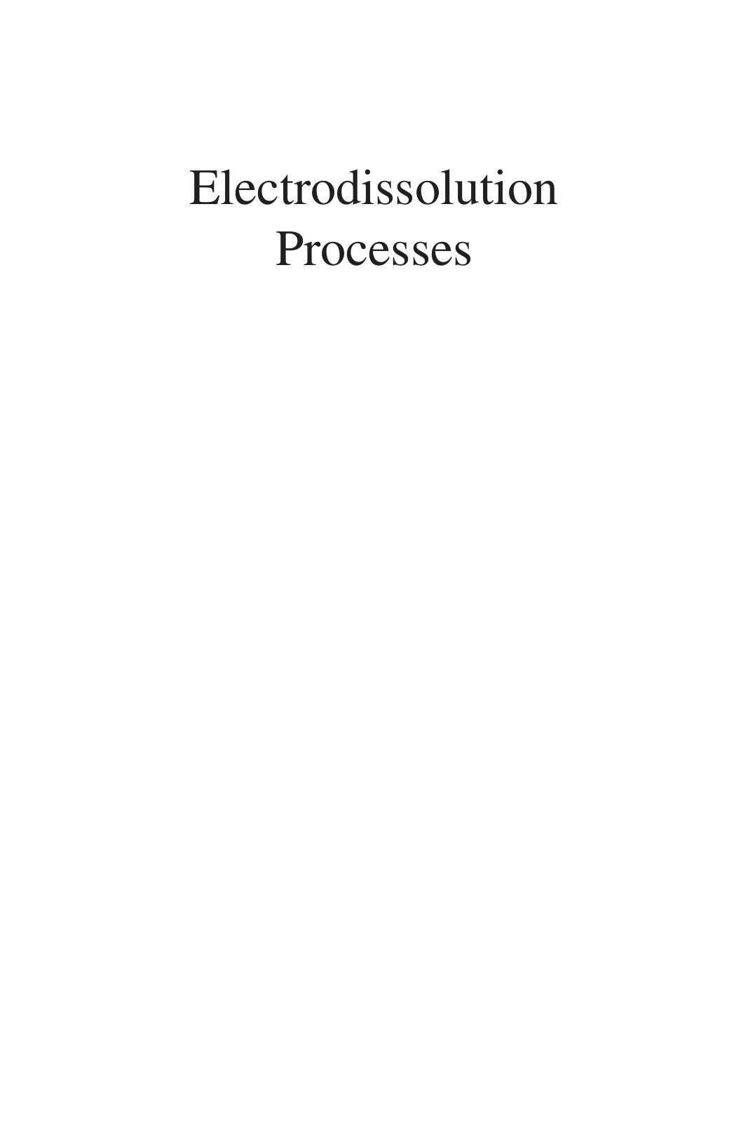 First page of Electrodissolution Processes