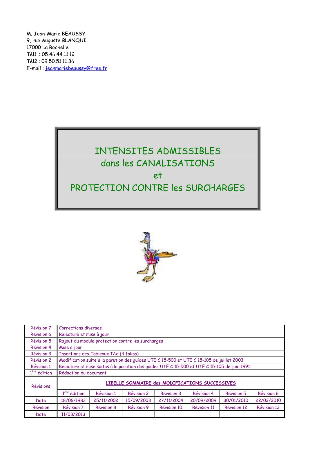 First page of courants admissibles dans les conducteurs