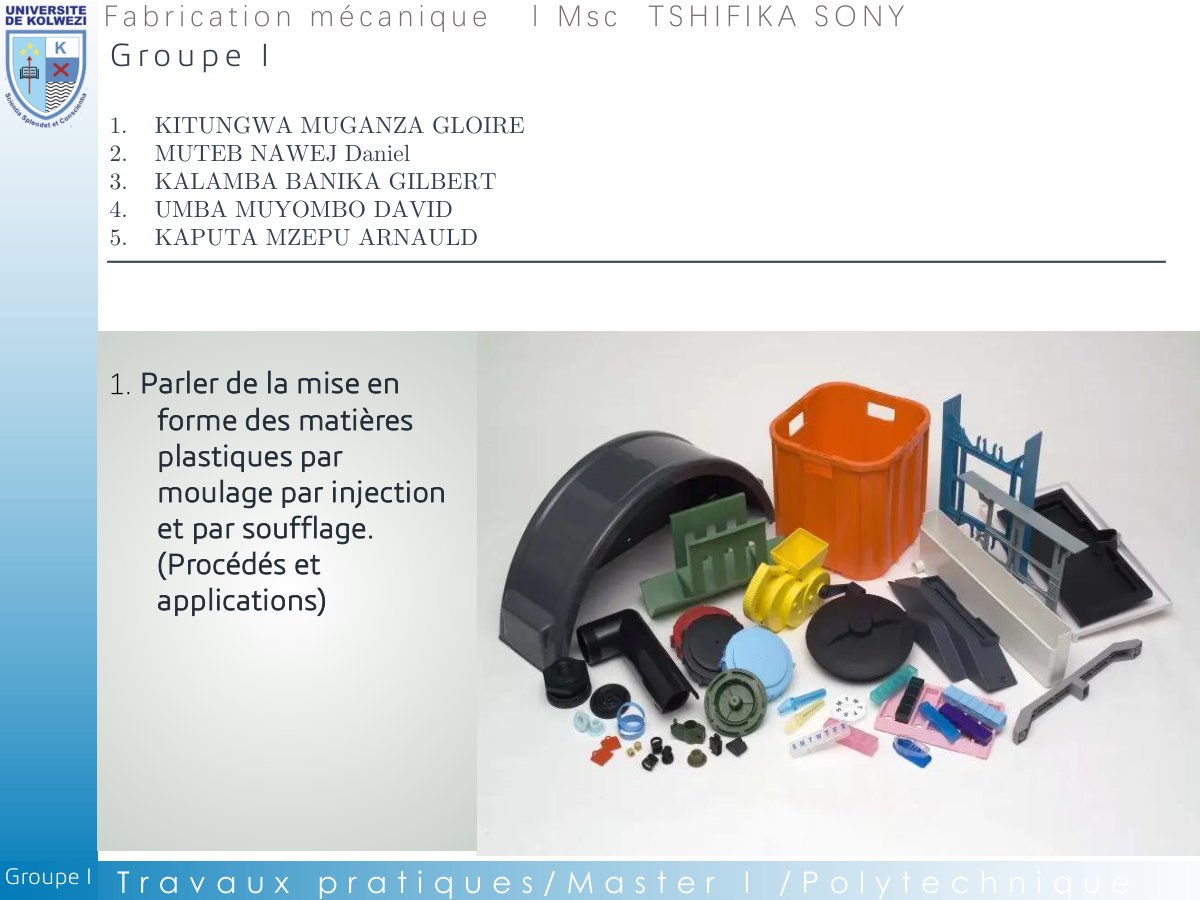 First page of Mise en forme des matières plastiques par moulage par injection et par soufflage et par moulage par extrusion et par compression