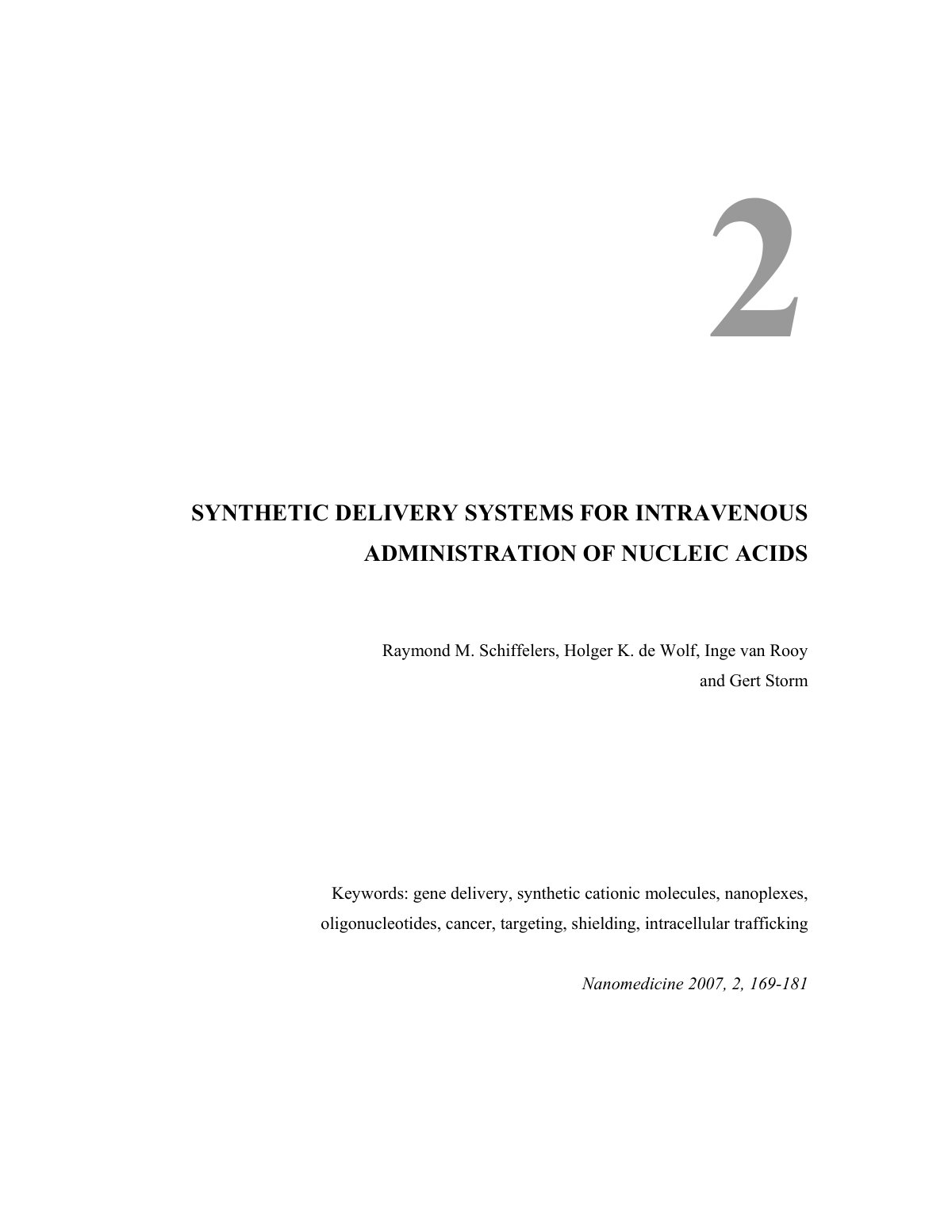 First page of Synthetic delivery systems for intraveno
