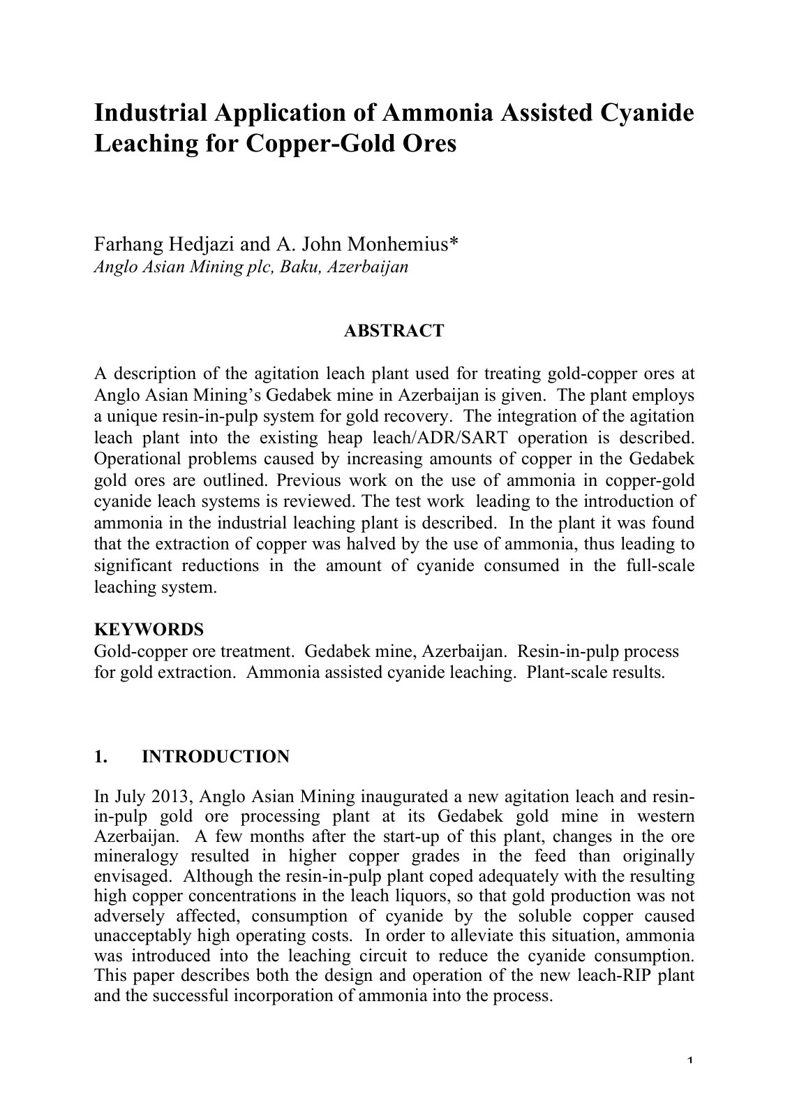 First page of Industrial Application of Ammonia Assist