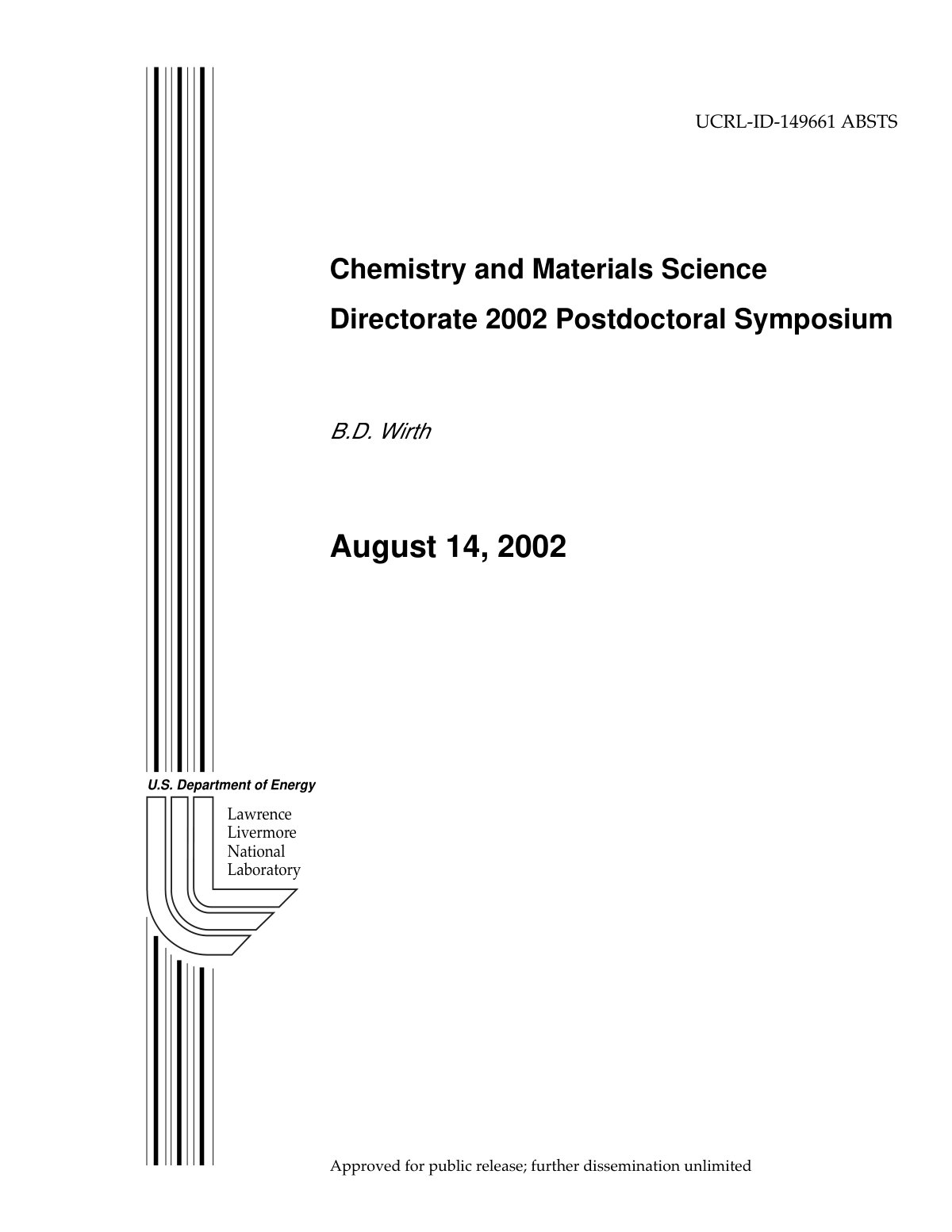First page of Chemistry and Materials Science Director