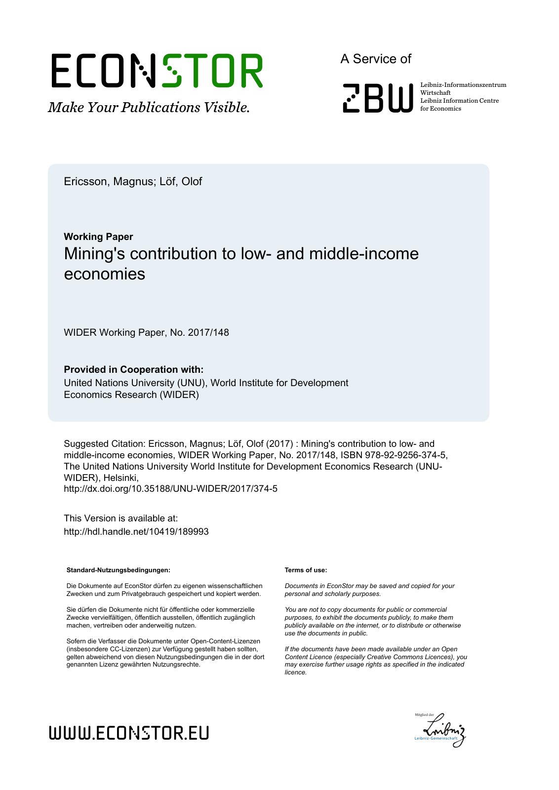 First page of Mining s contribution to low and middle