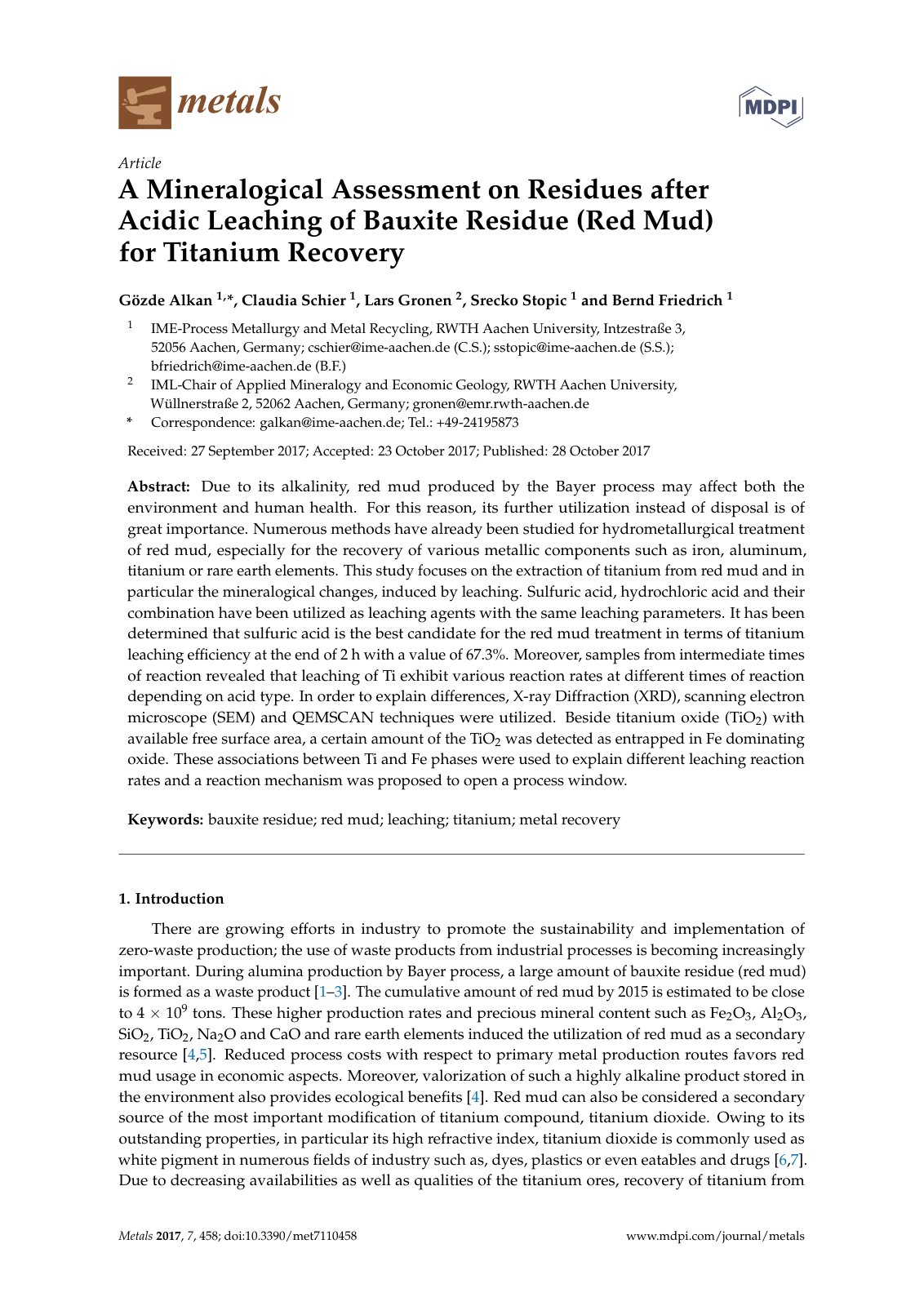 First page of 2017   Alkan   Mineralogy of red mud residues after titanium leaching