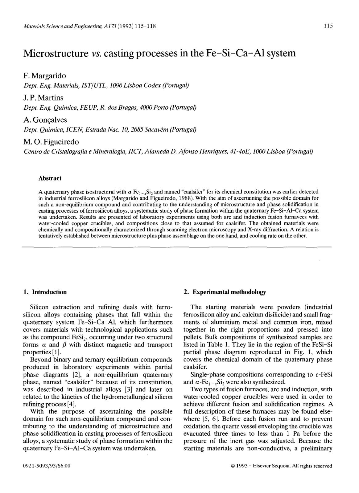 First page of Microstructure vs. casting processes in the Fe-Si-Ca-A1 system