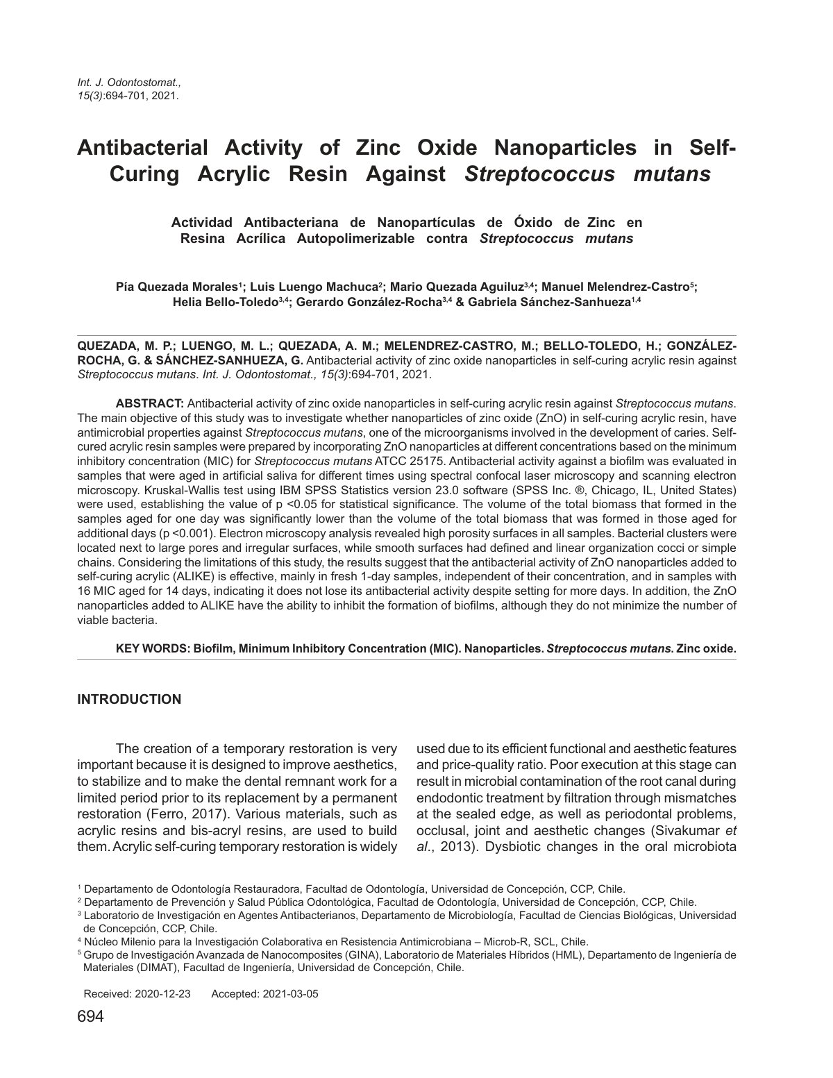 First page of Antibacterial Activity of Zinc Oxide Nan