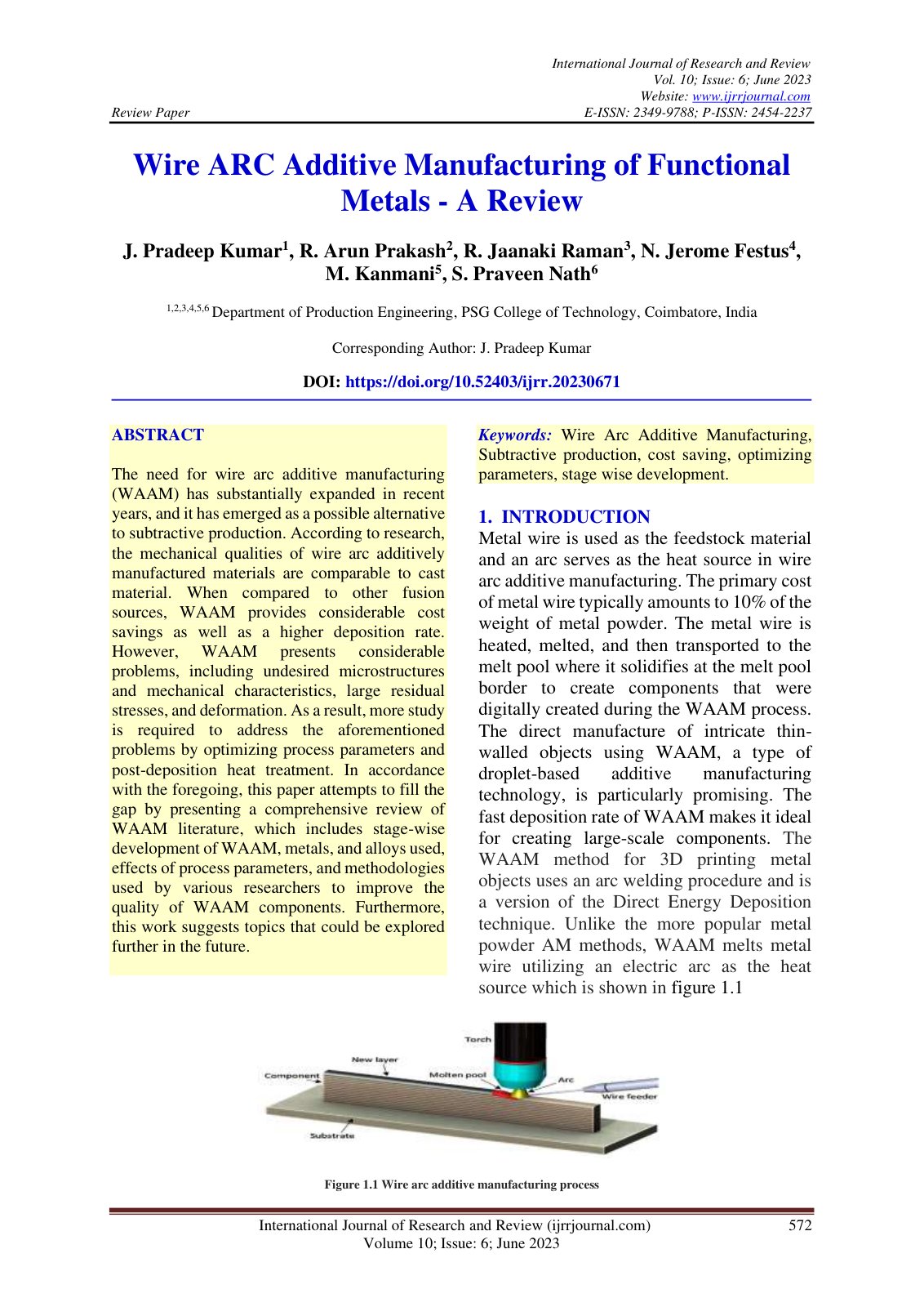 First page of Wire ARC Additive Manufacturing of Funct