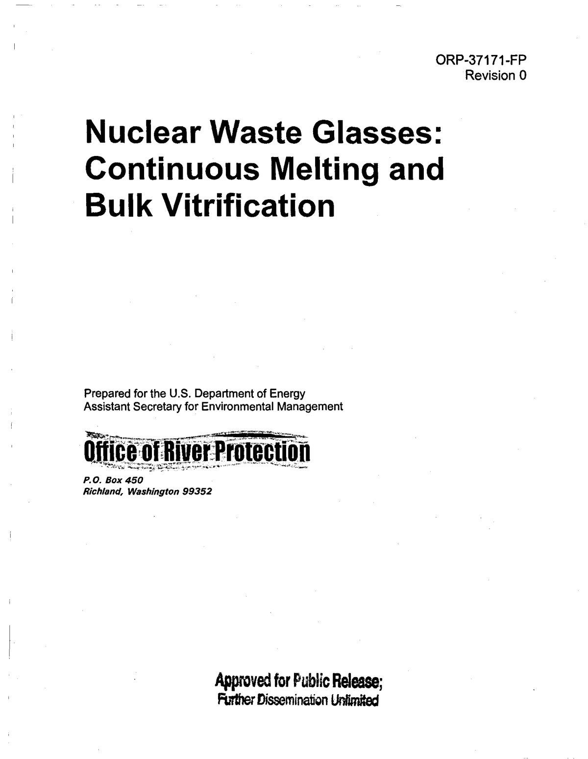 First page of Nuclear Waste Glasses Continuous Melting