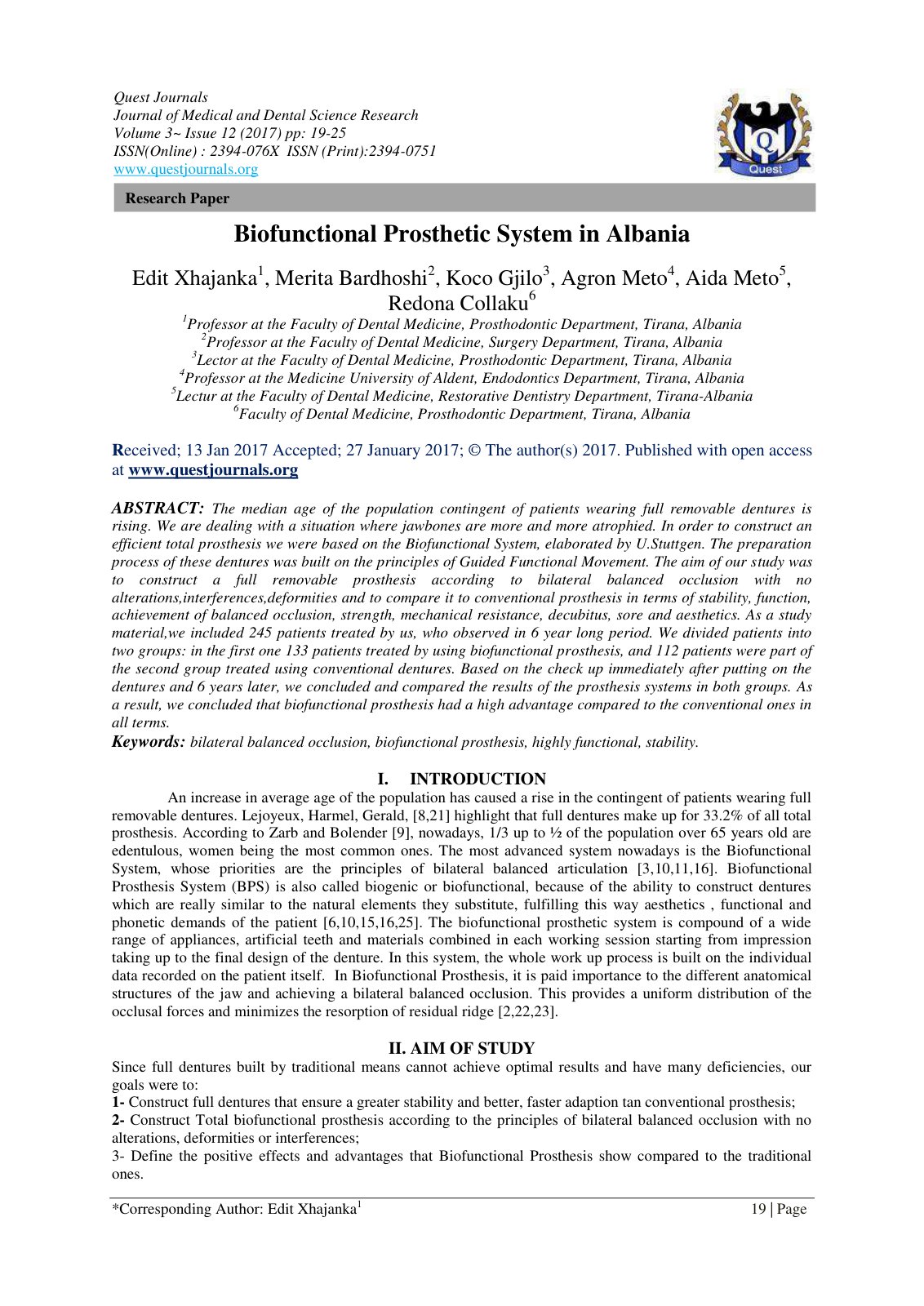 First page of Biofunctional Prosthetic System in Alban