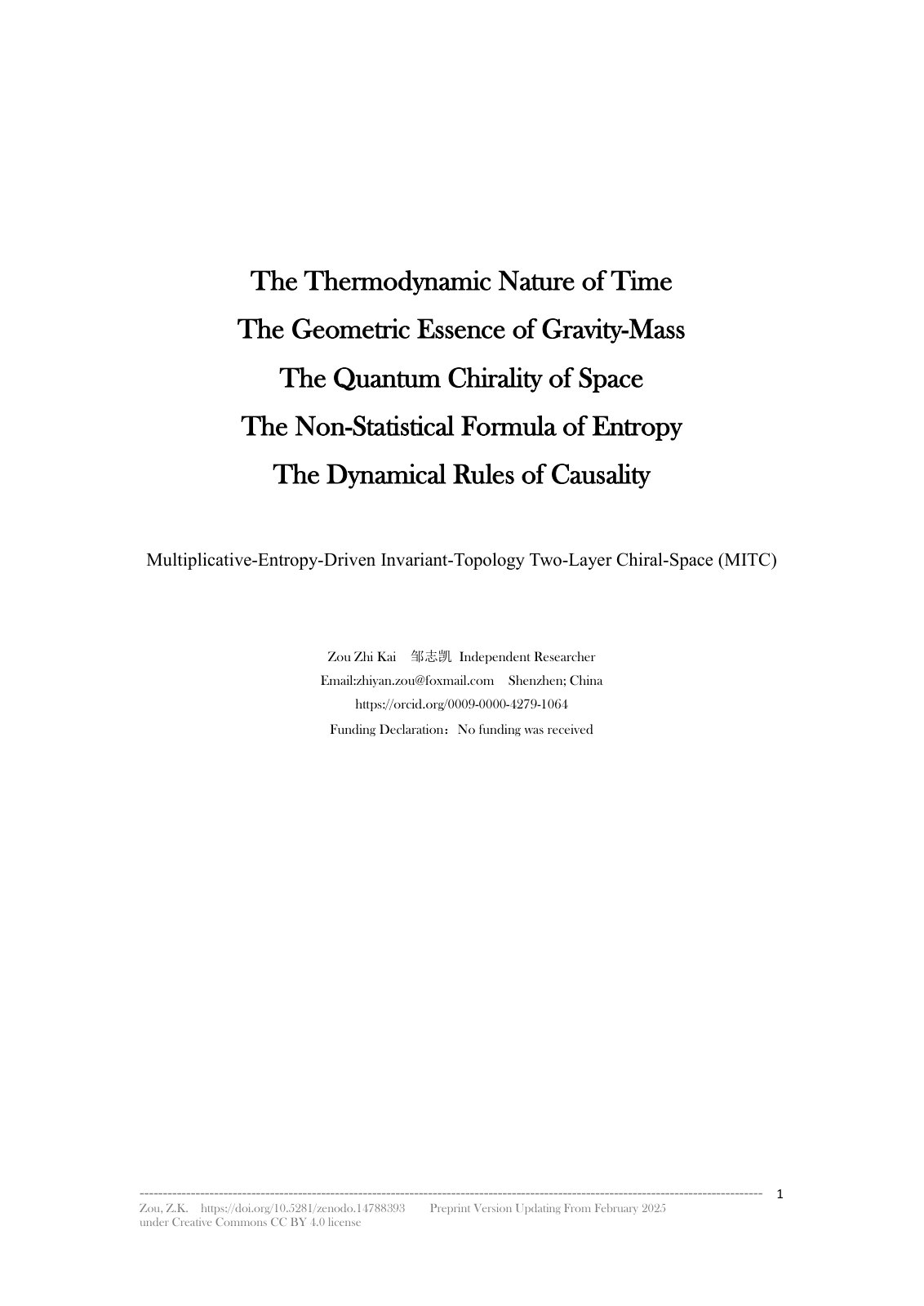 First page of The Thermodynamic Nature of Time The Geo