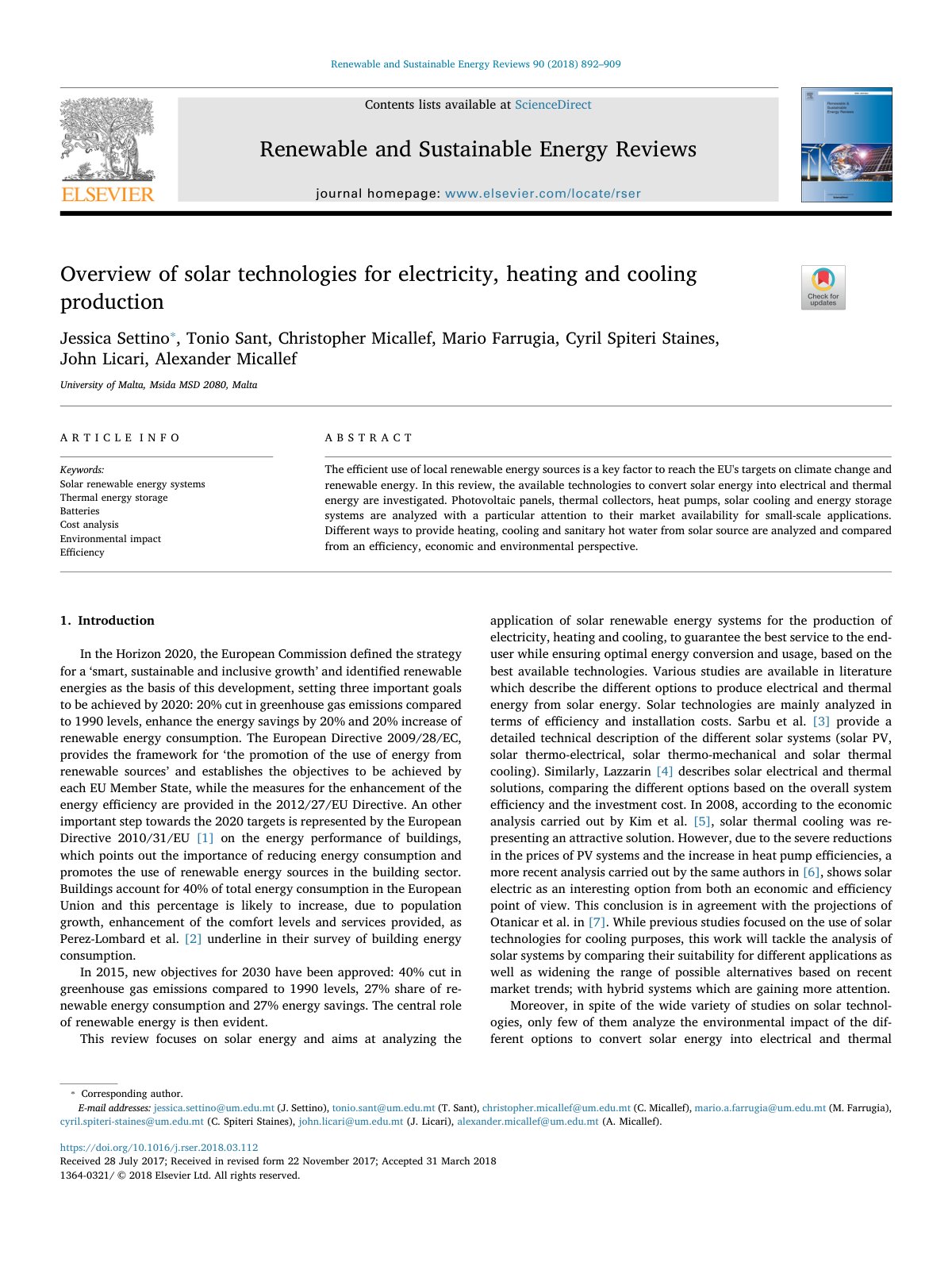 First page of Overview of solar technologies for elect