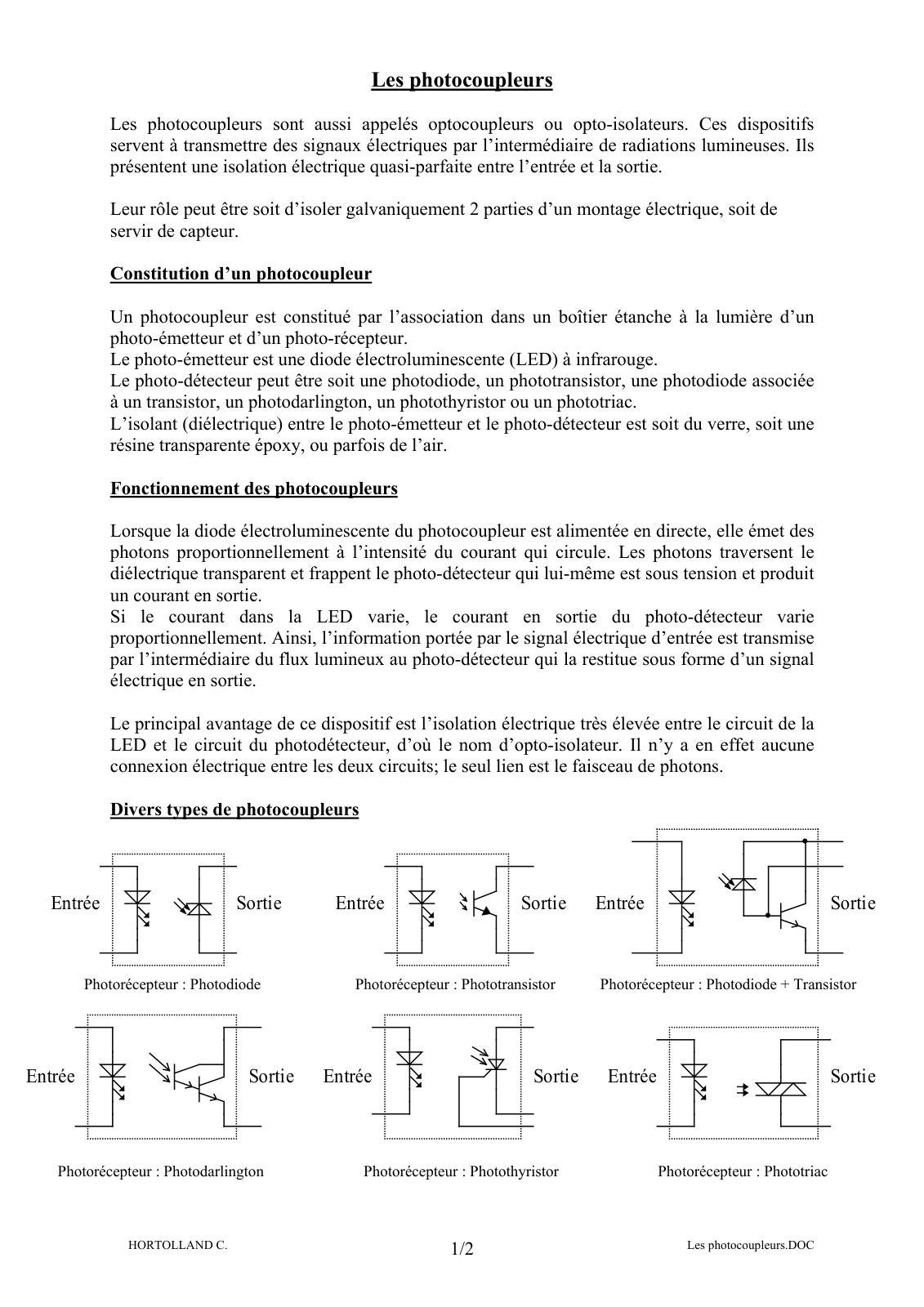 First page of photocoupleurs
