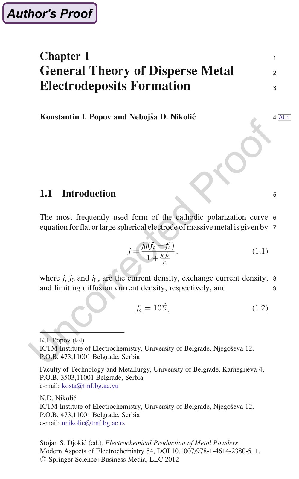 First page of General Theory of Disperse Metal Electro