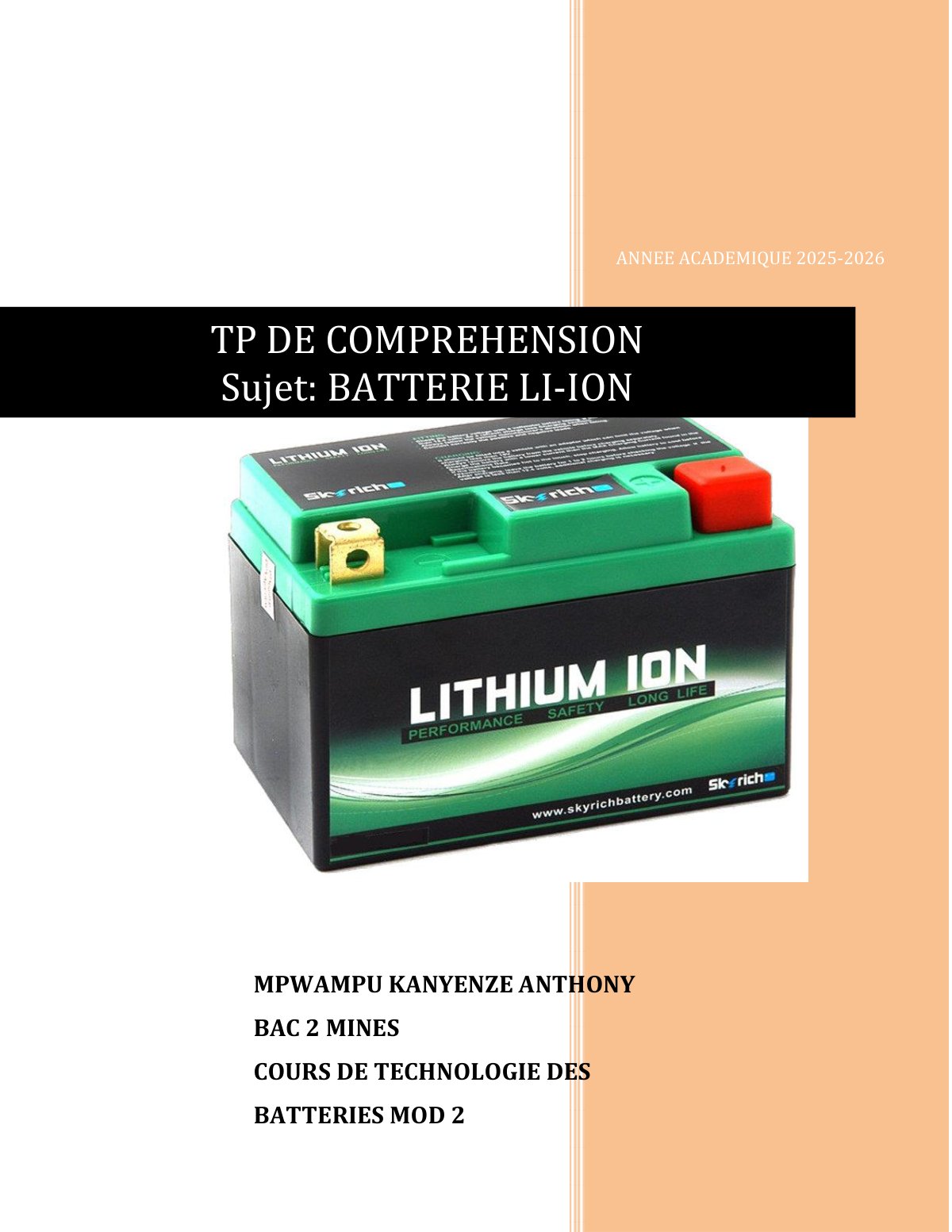 First page of ETUDE DES BATTERIES LITHIUM-ION