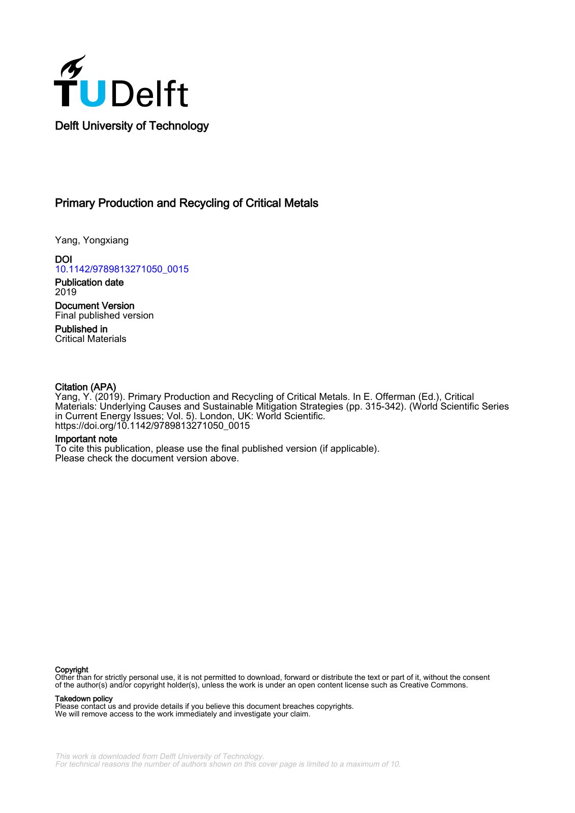 First page of Primary Production and Recycling of Crit