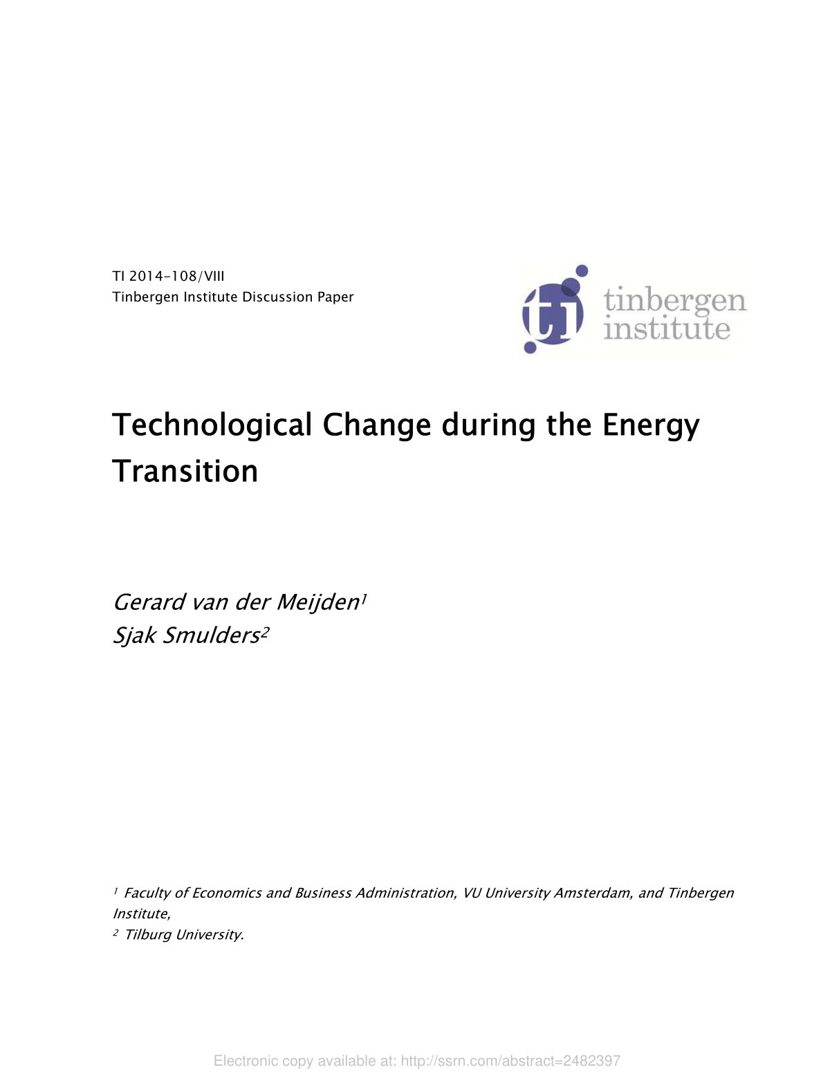 First page of Technological Change during the Energy Transition