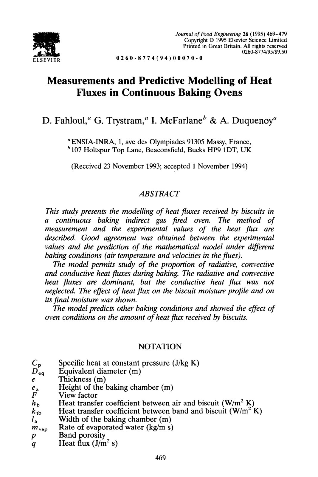 First page of Measurements and predictive modelling of