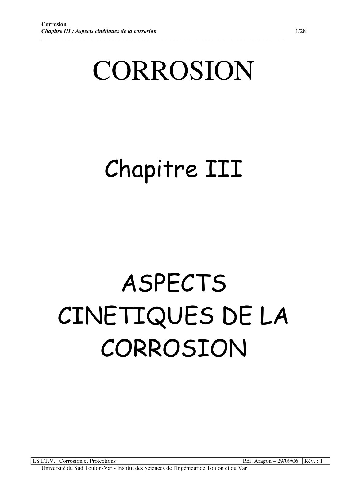 First page of A Corrosion Chap III