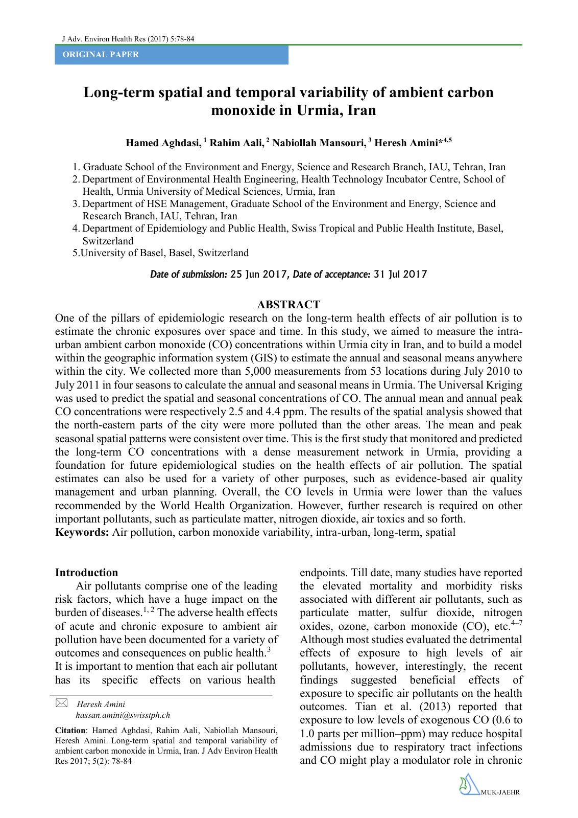 First page of Long term spatial and temporal variabili
