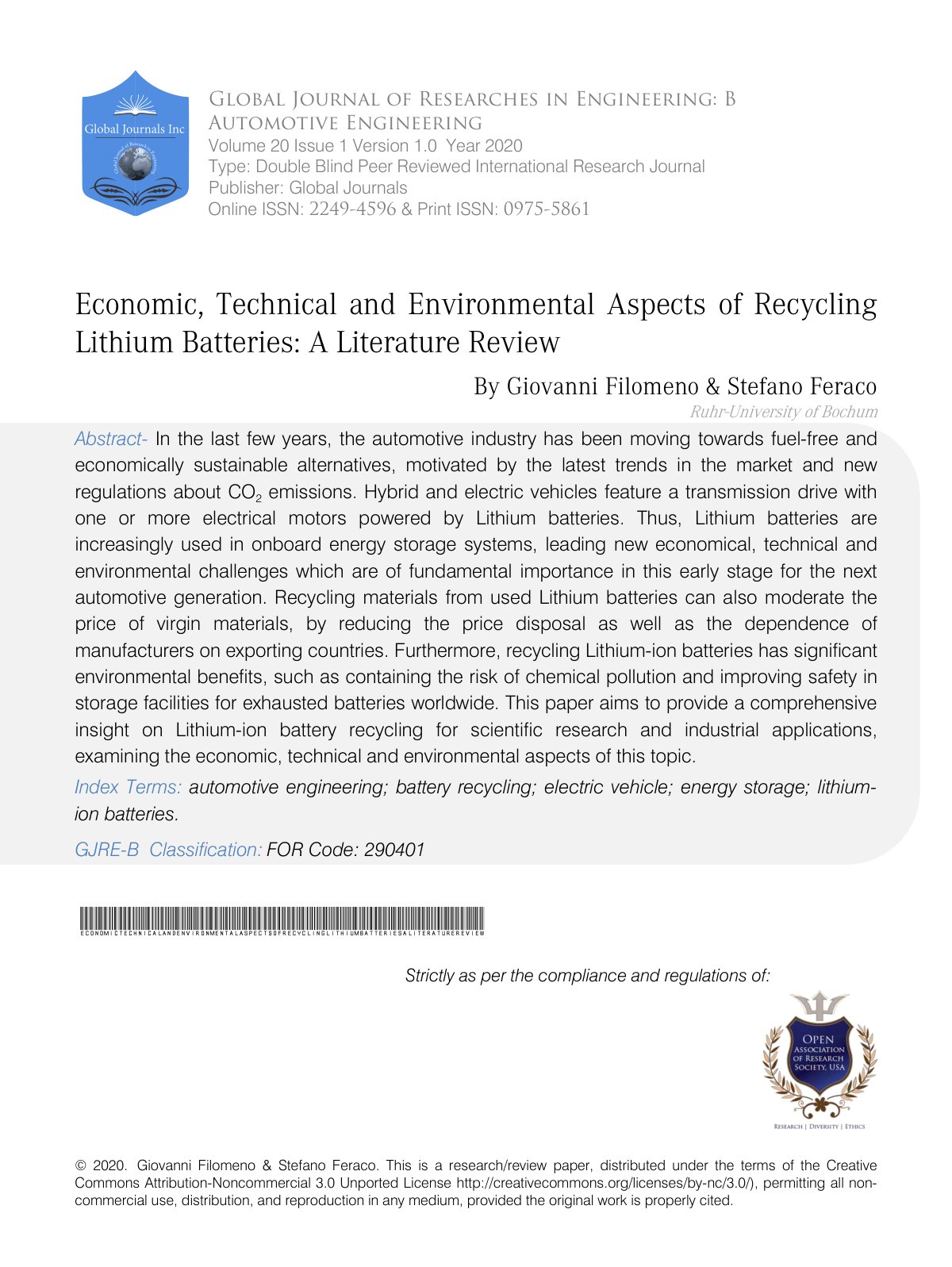 First page of Economic Technical and Environmental Asp