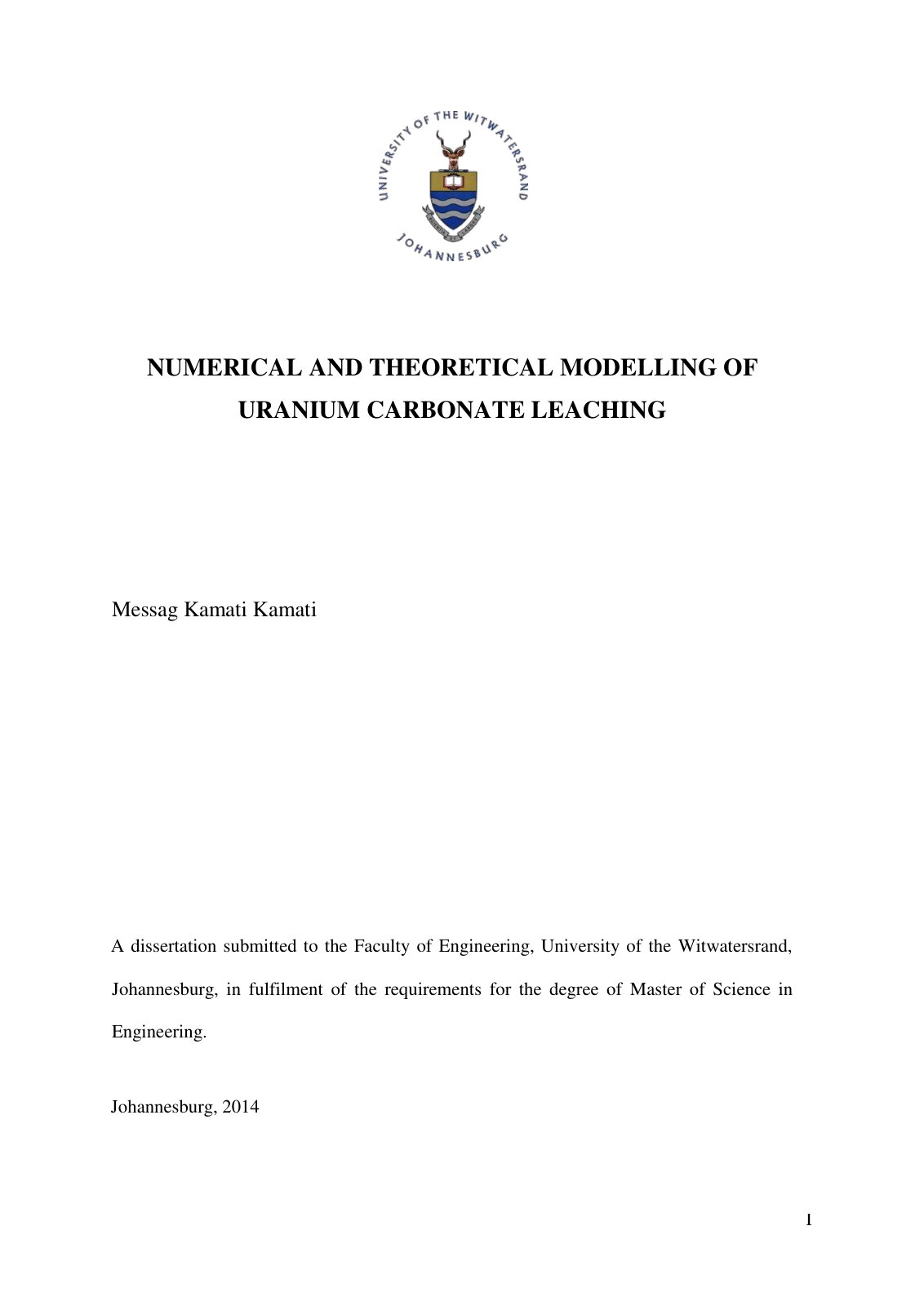 First page of Numerical and theoretical modelling of u